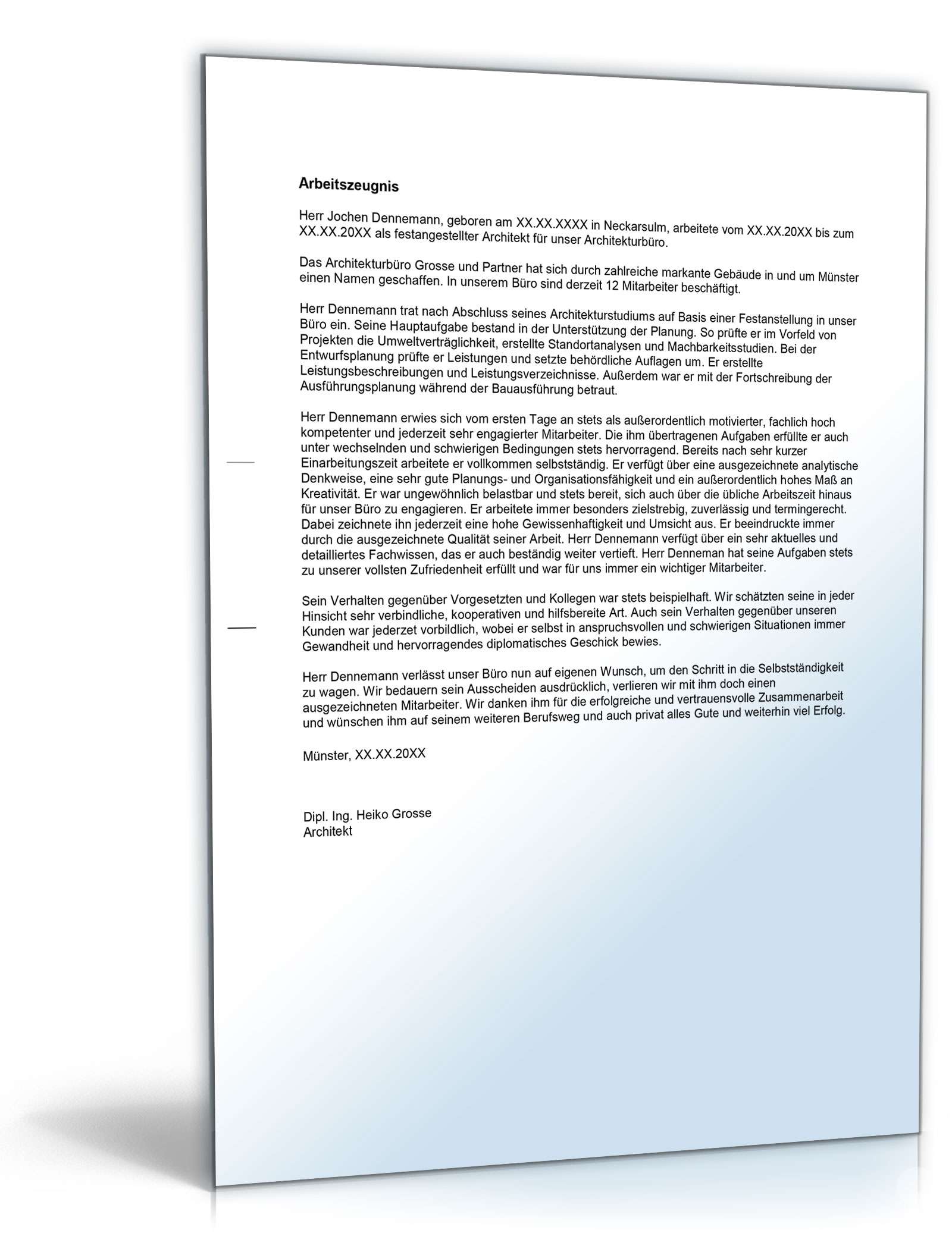 Arbeitszeugnis Architekt Excel. Seite: 3