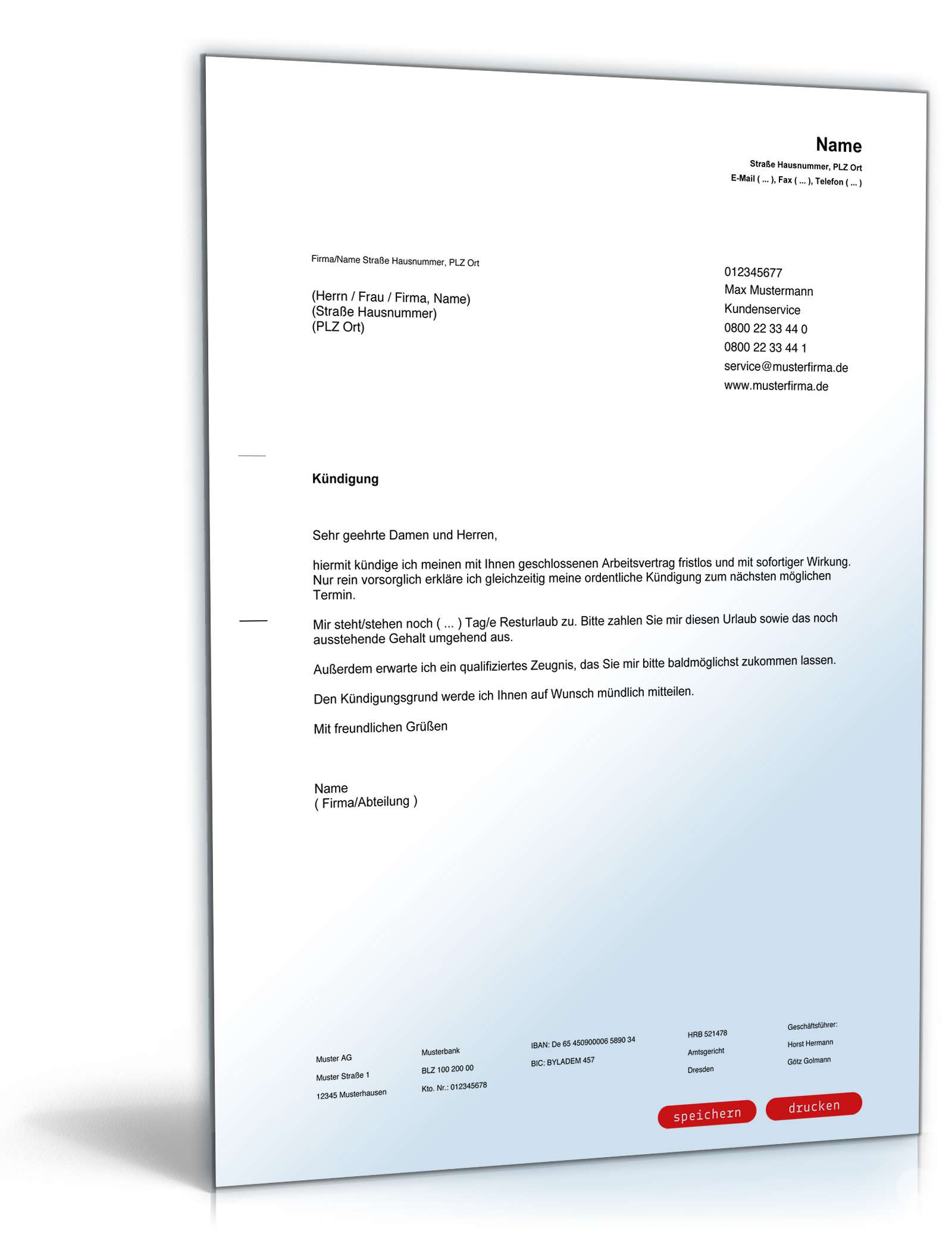 Fristlose Kündigung Arbeitnehmer PDF