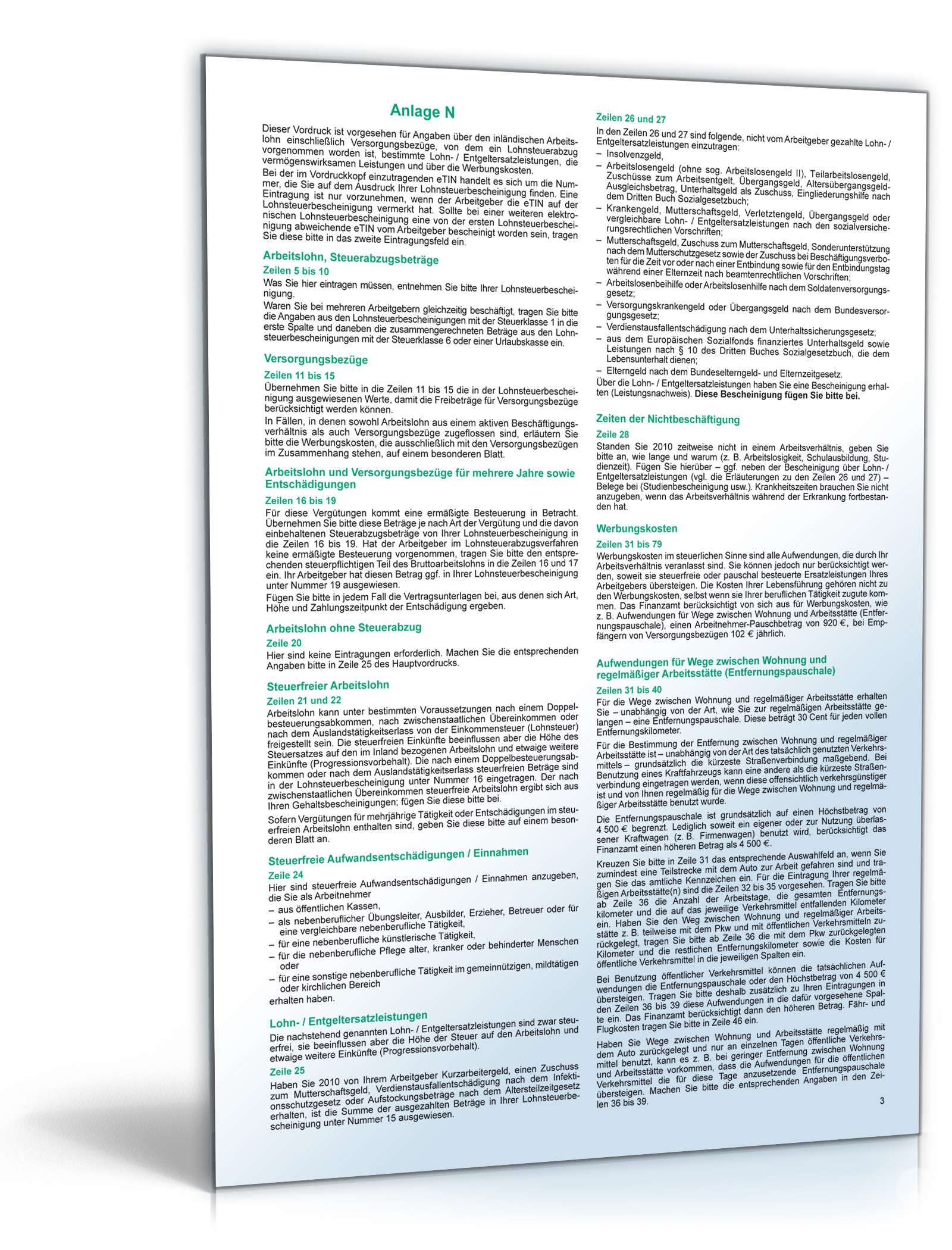 Anleitung Einkommensteuererklärung beschränkt Steuerpflichtige 2010 PDF. Seite: 3