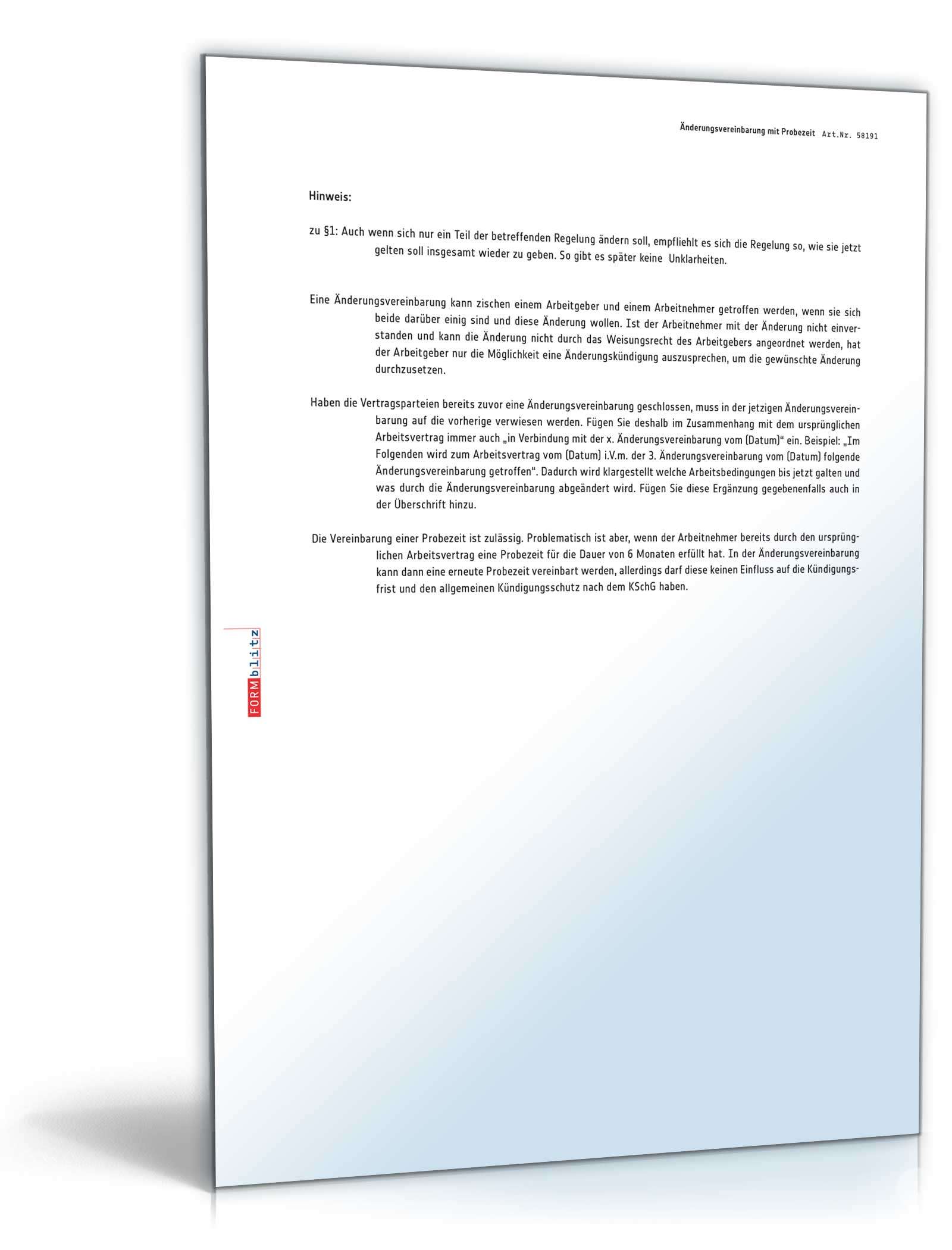 Änderungsvereinbarung mit Probezeit PDF. Seite: 3