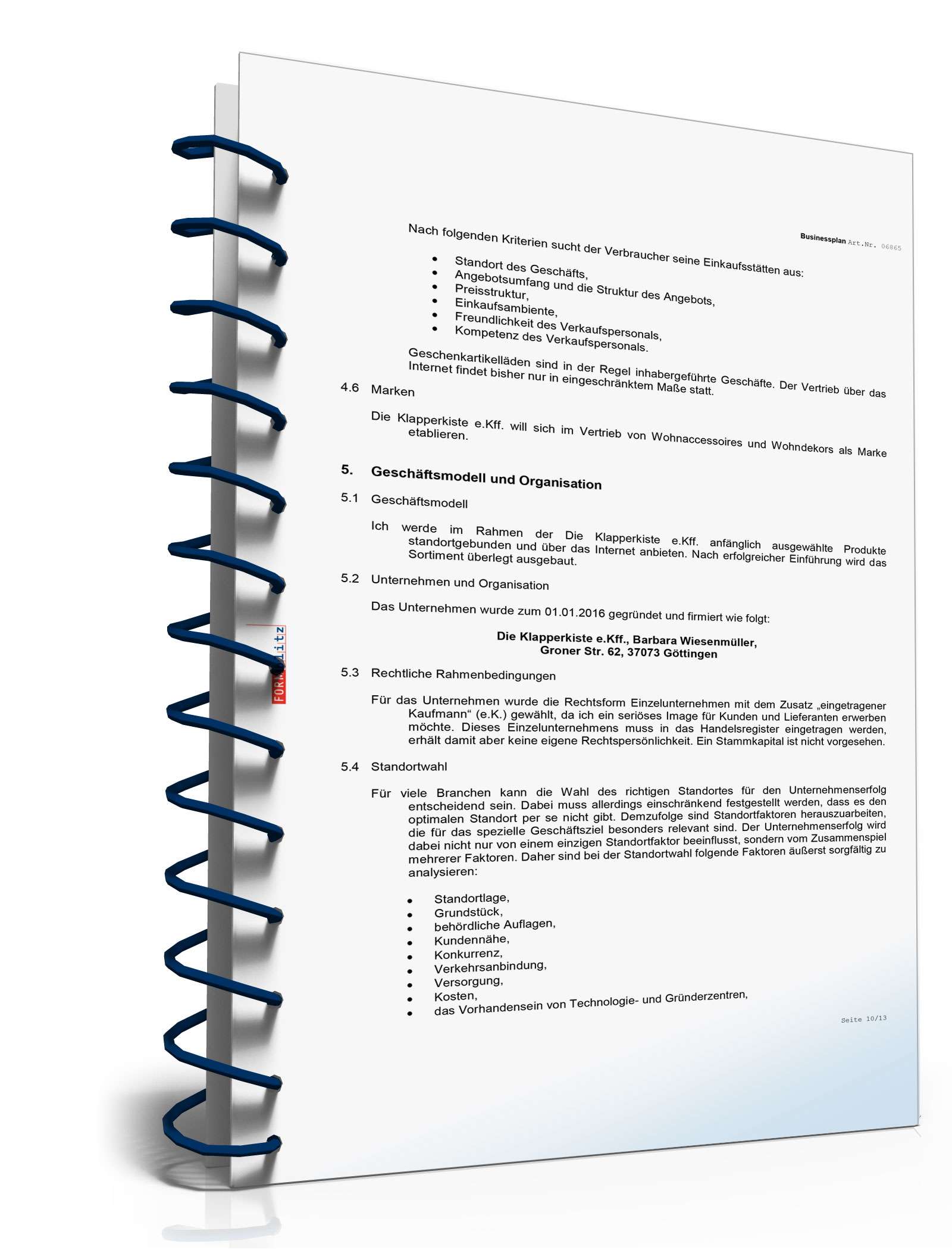 Businessplan Geschenkeladen Excel. Seite: 9