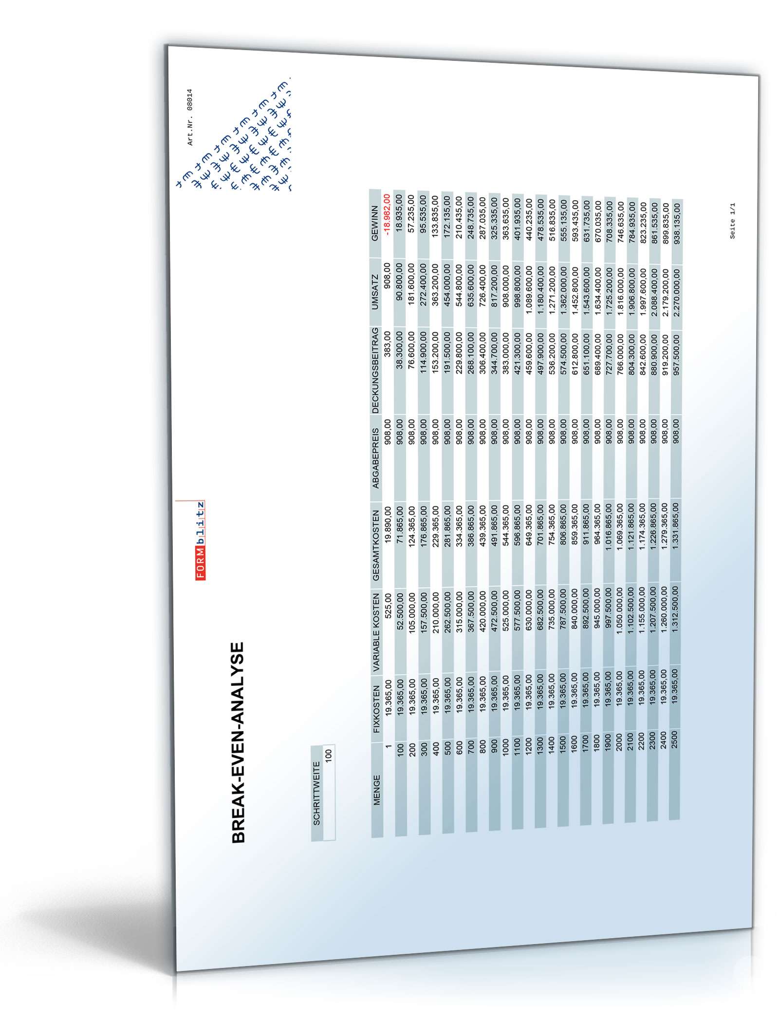 Break-Even-Analyse Excel. Seite: 4