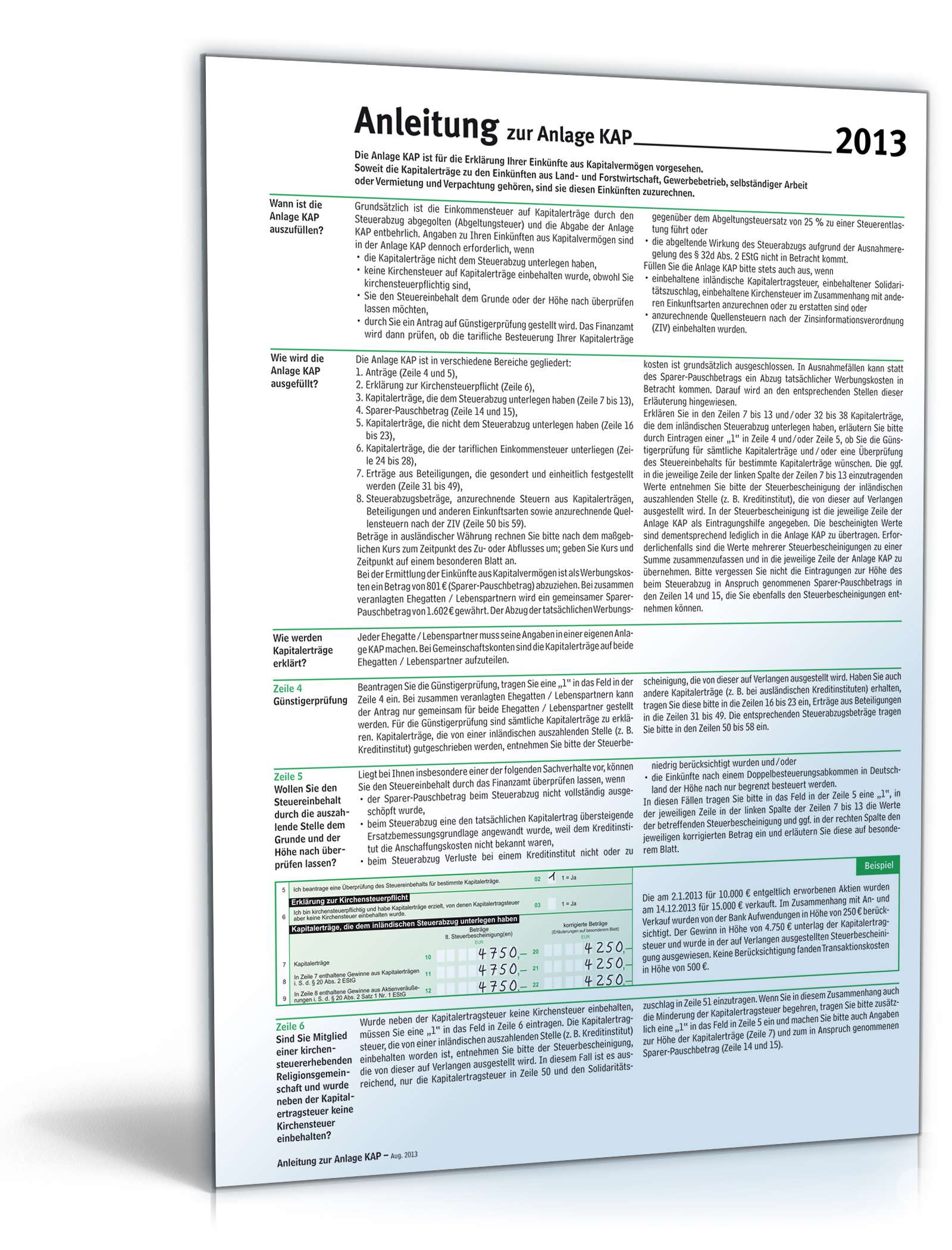 Anleitung Anlage KAP 2013 PDF