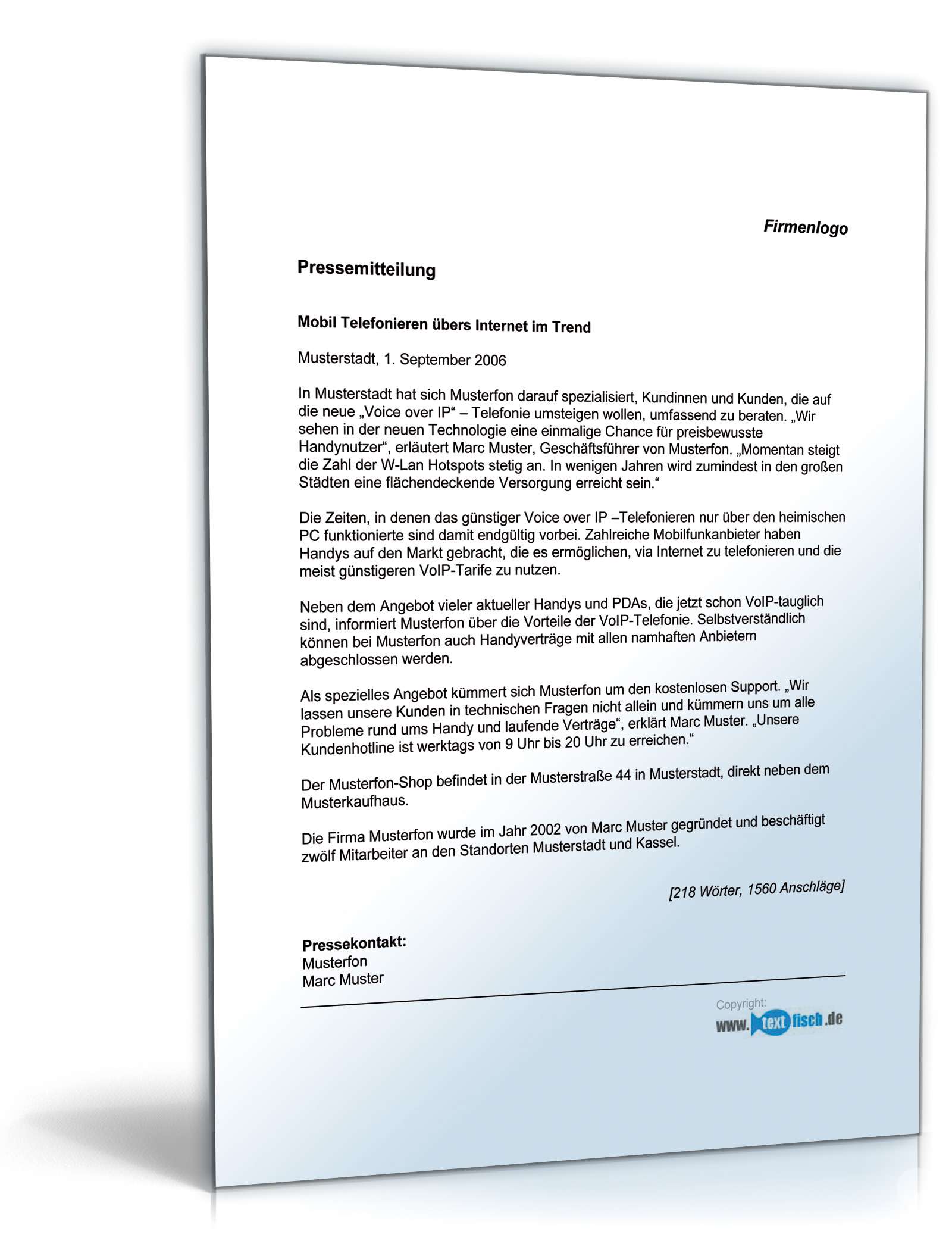 Pressemitteilung über neuen Trend in der Telekommunikation