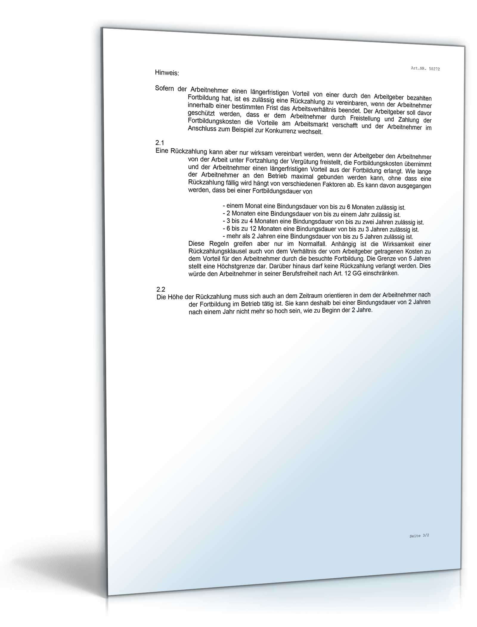 Vereinbarung über die Teilnahme an einer Fortbildung Word. Seite: 4