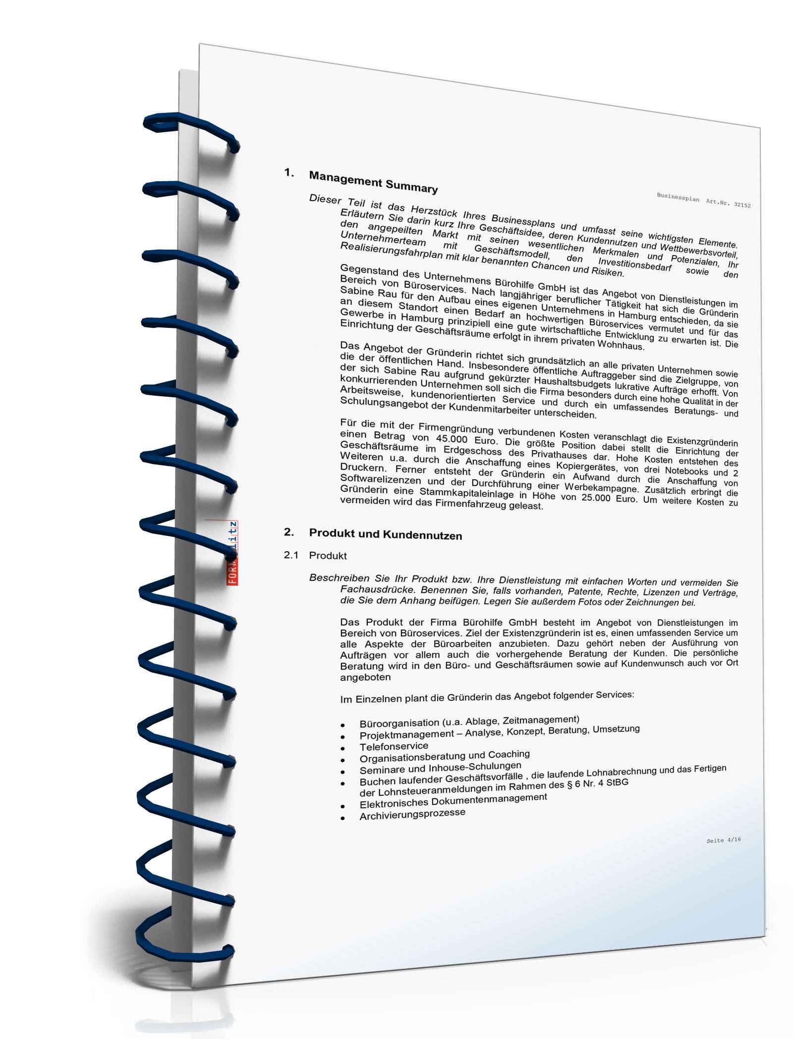 Businessplan Büroservice Excel. Seite: 4