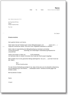 Zahlungsaufforderung an Vermieter Word