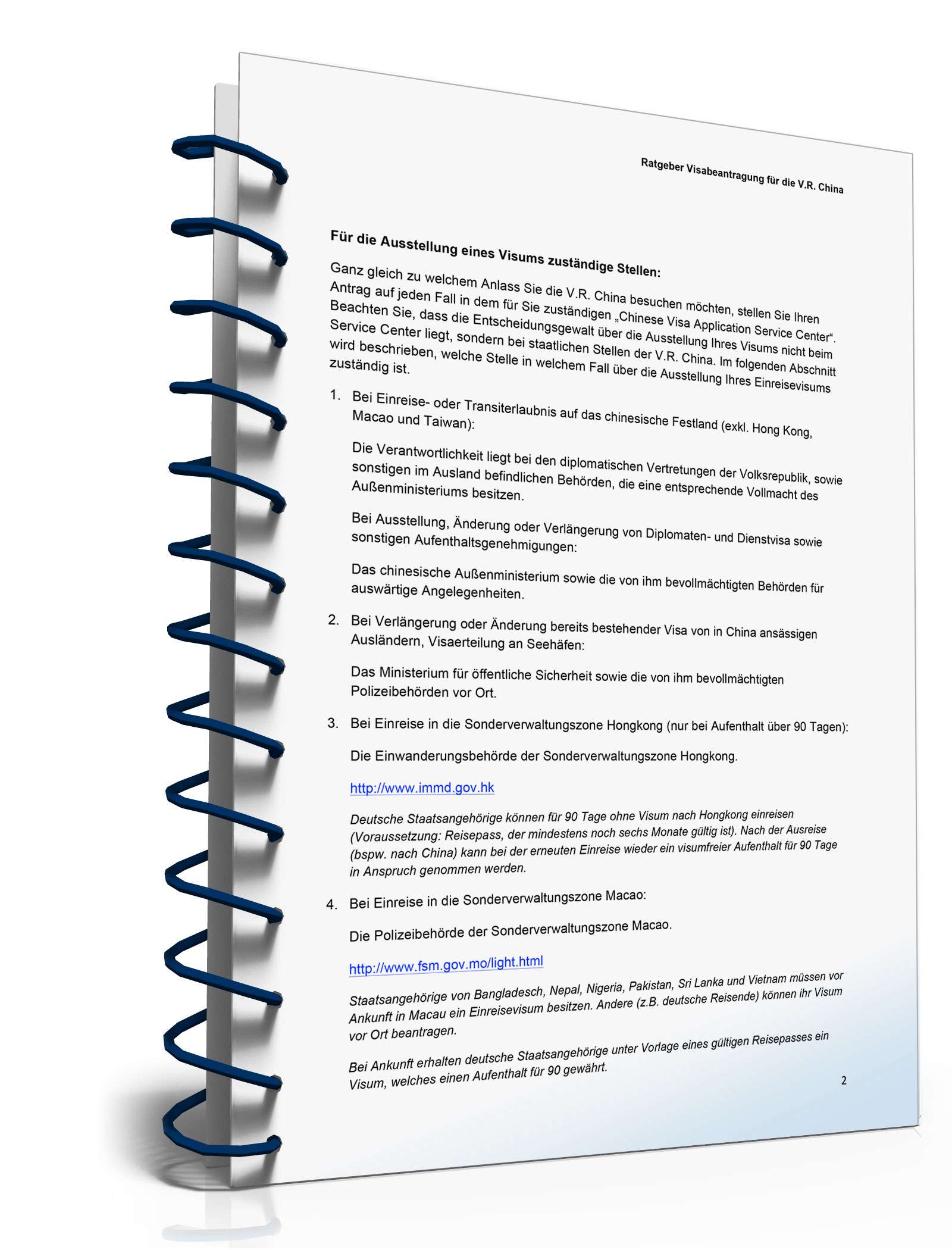 Ratgeber Beantragung Visum China PDF. Seite: 3