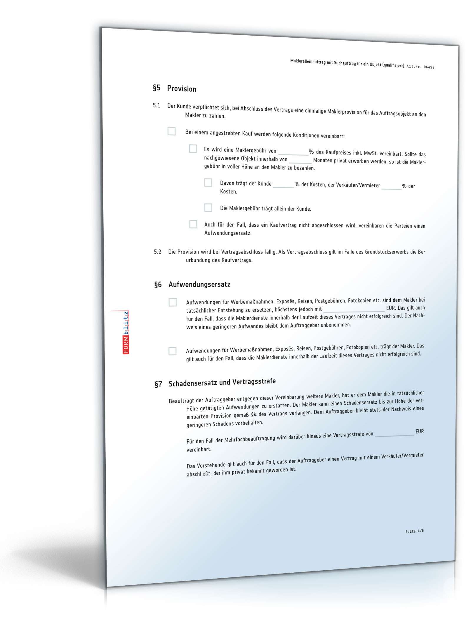 Qualifizierter Makleralleinauftrag Suchauftrag Kaufobjekt PDF. Seite: 4