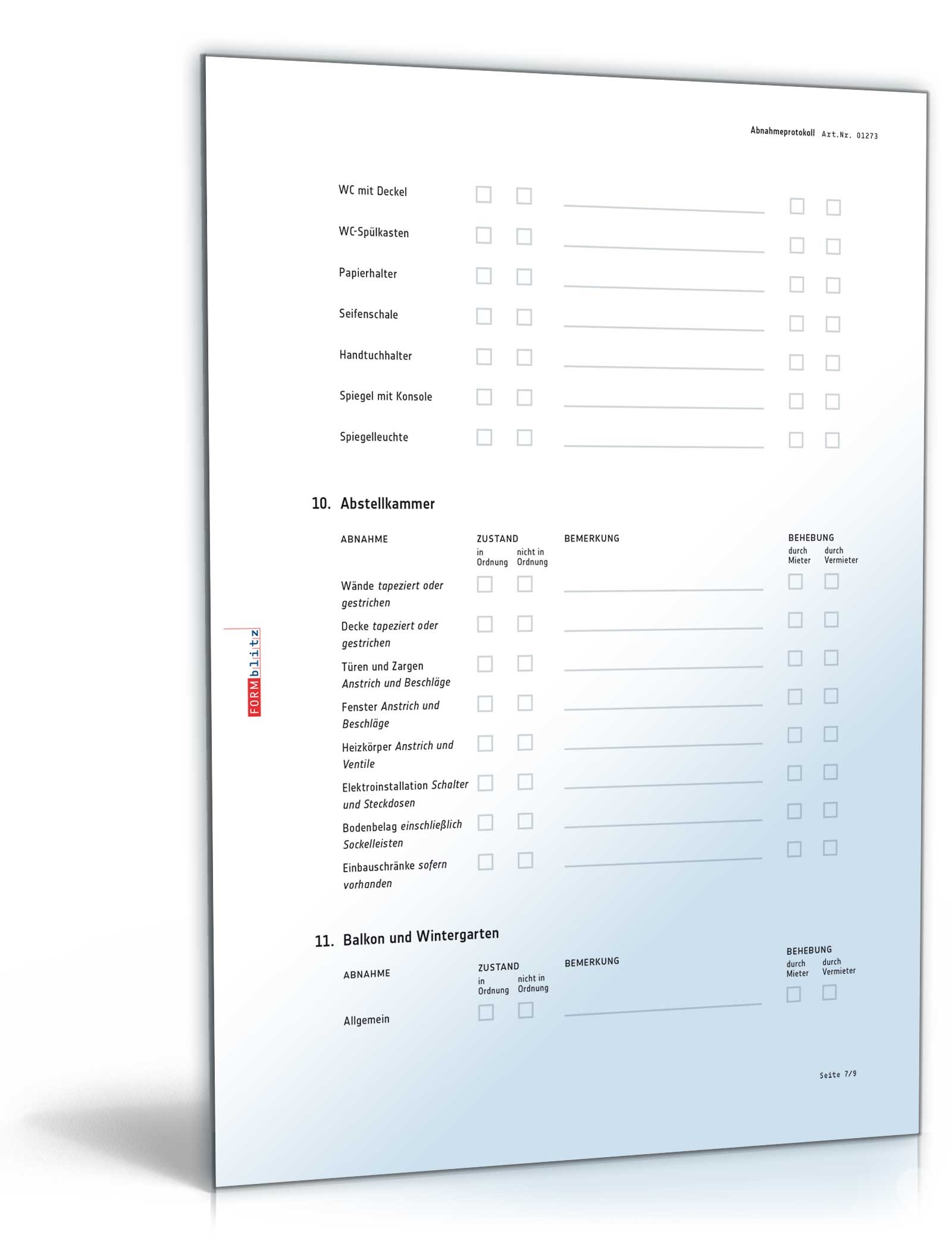 Abnahmeprotokoll Wohnung PDF. Seite: 8
