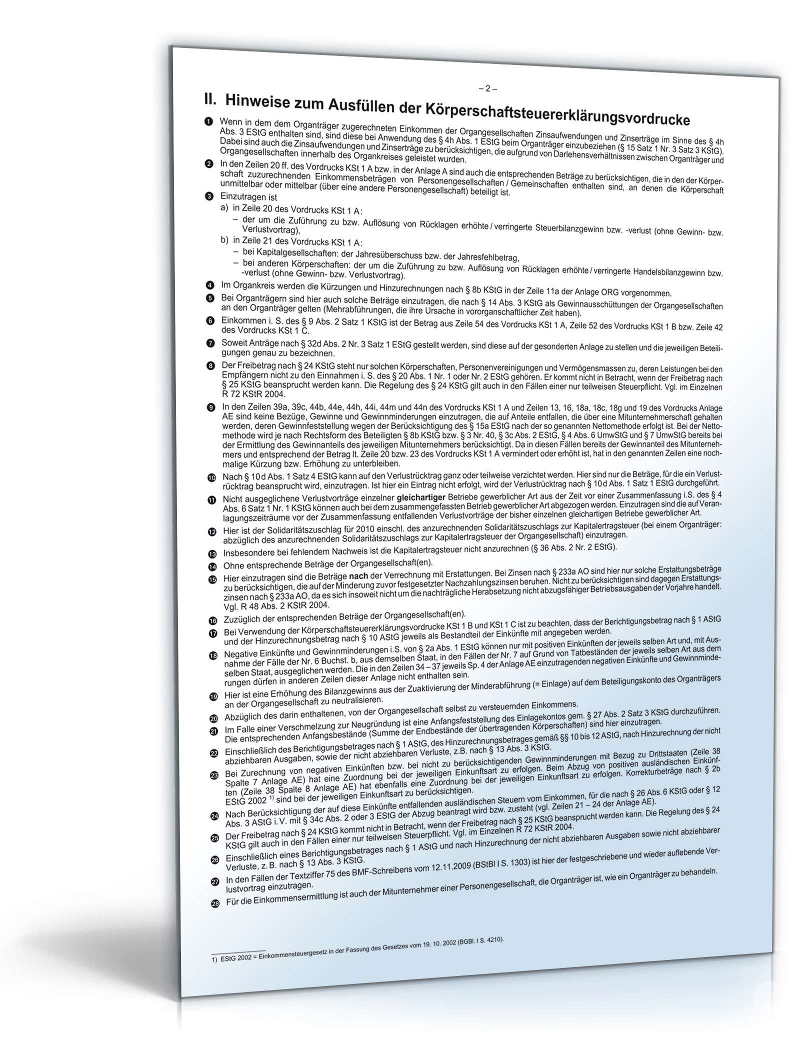 Anleitung zur Körperschaftsteuererklärung 2010 PDF. Seite: 2