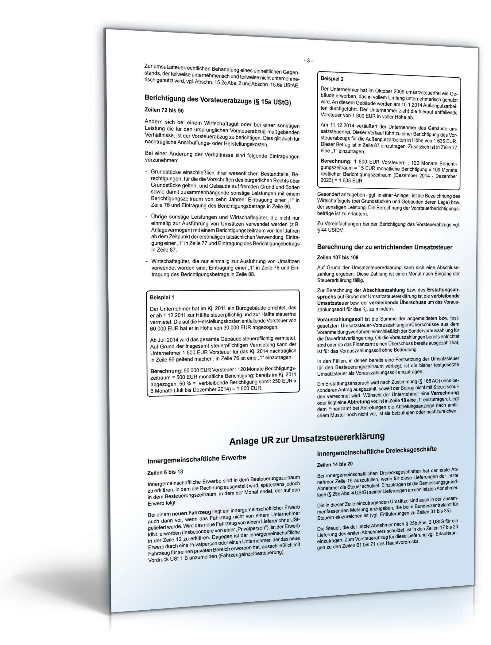 Anleitung zur Umsatzsteuererklärung 2014 PDF. Seite: 3