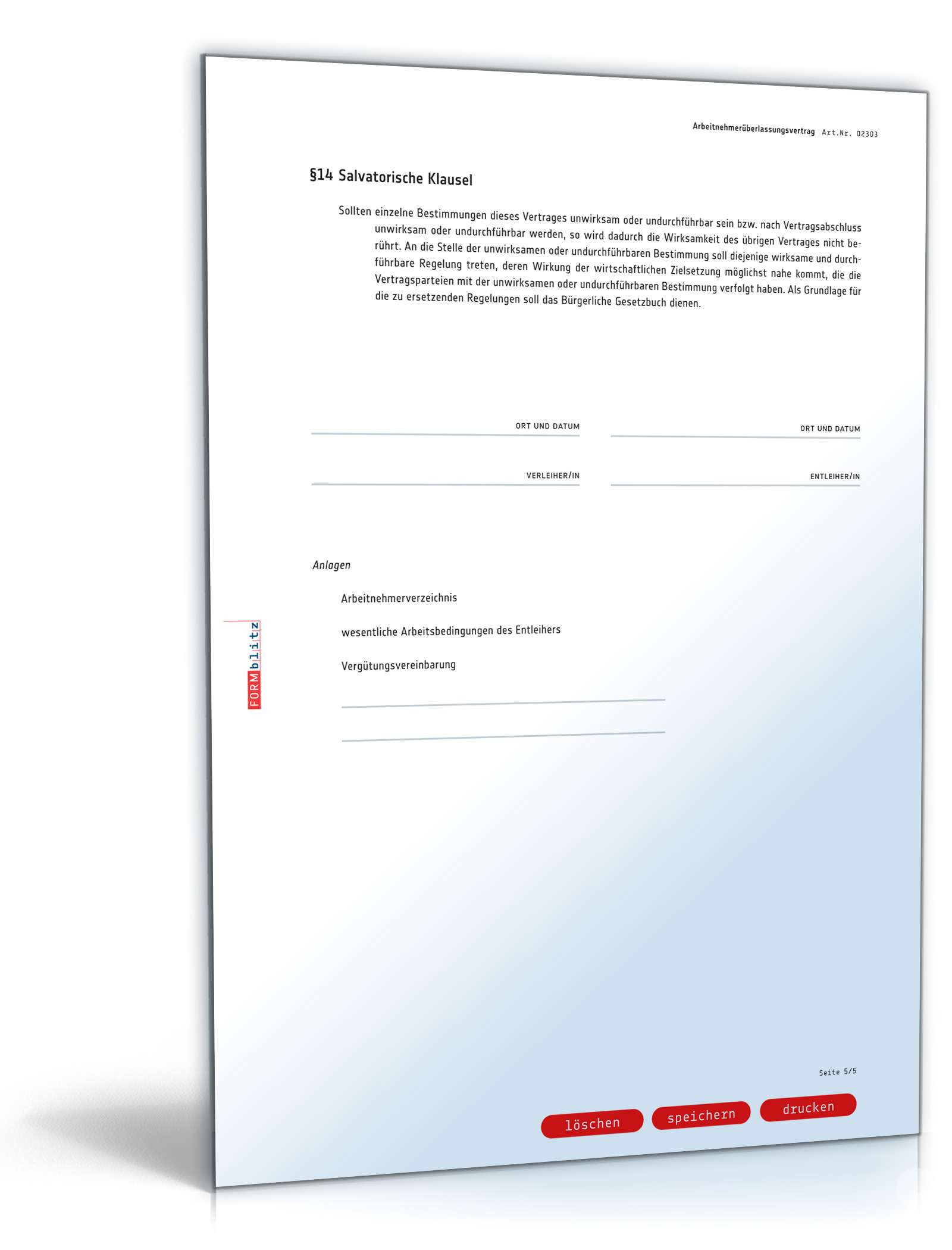 Arbeitnehmerüberlassungsvertrag PDF. Seite: 5