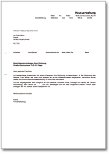 Ablesetermin Ankündigung Vermieter Word