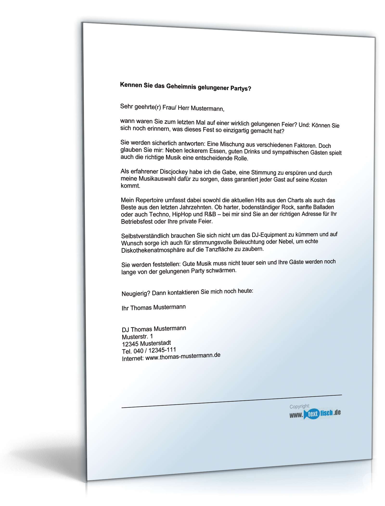 Werbebrief eines DJ's