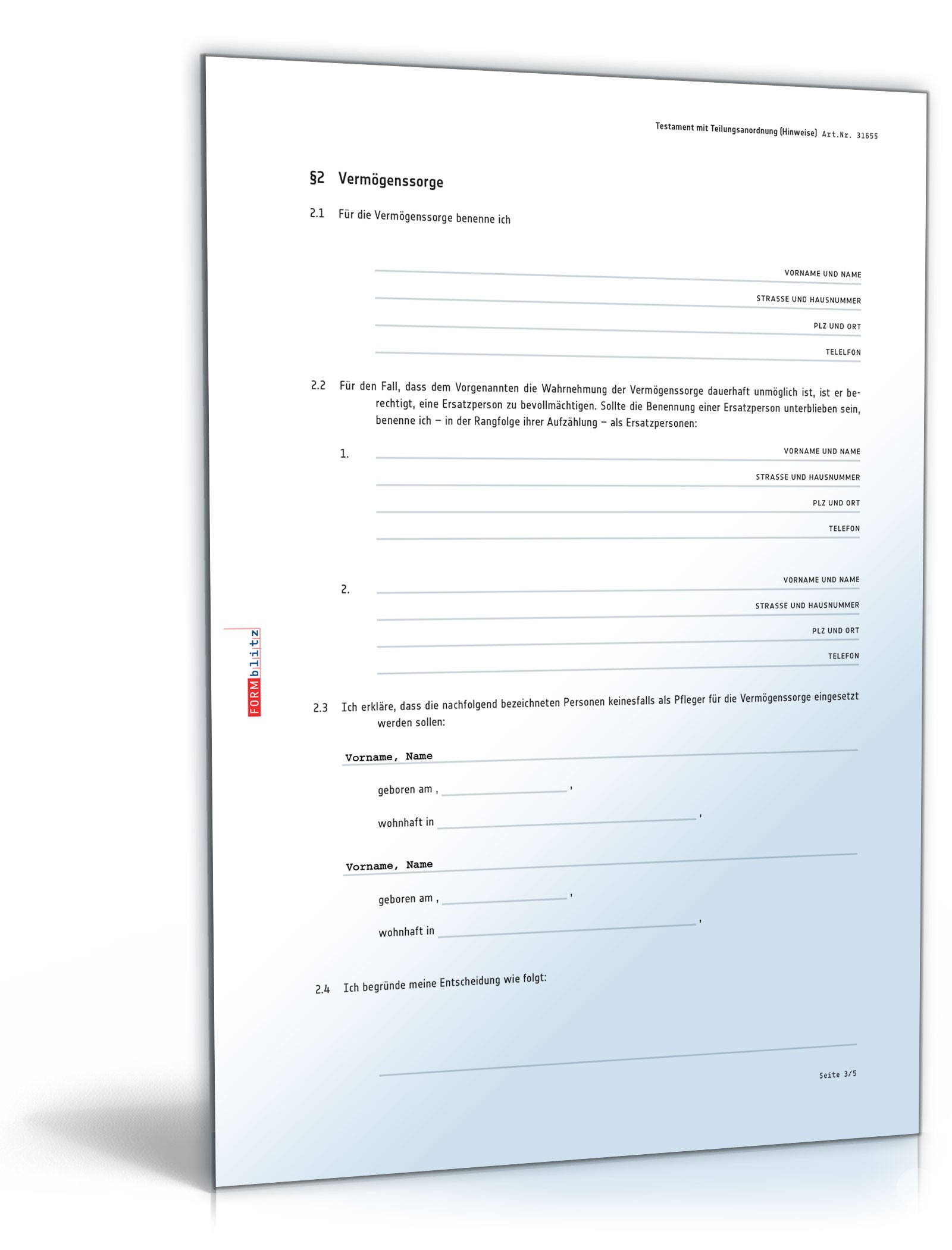 Sorgerechtstestament Alleinerziehende PDF. Seite: 3
