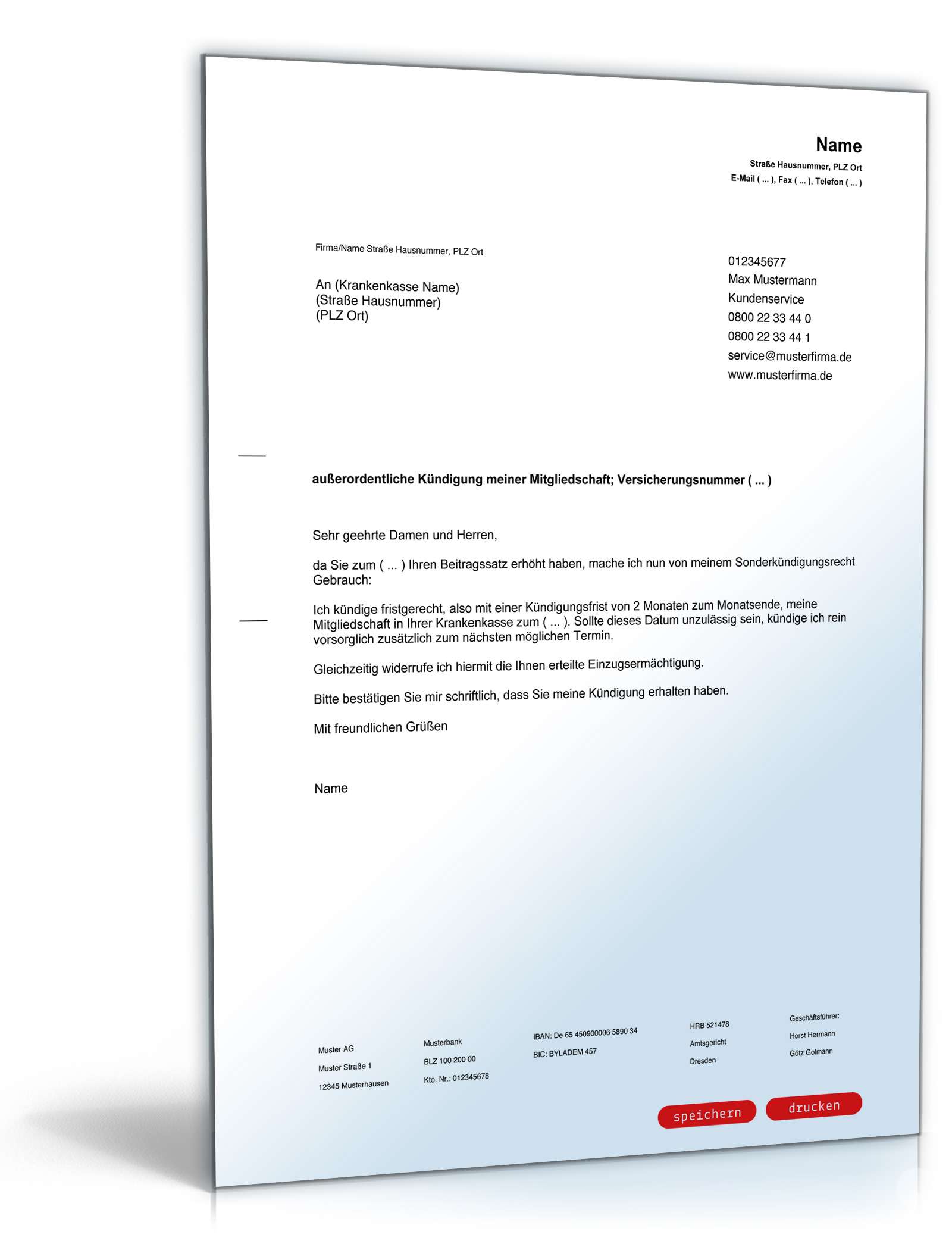 Fristlose Kündigung gesetzliche Krankenversicherung  PDF