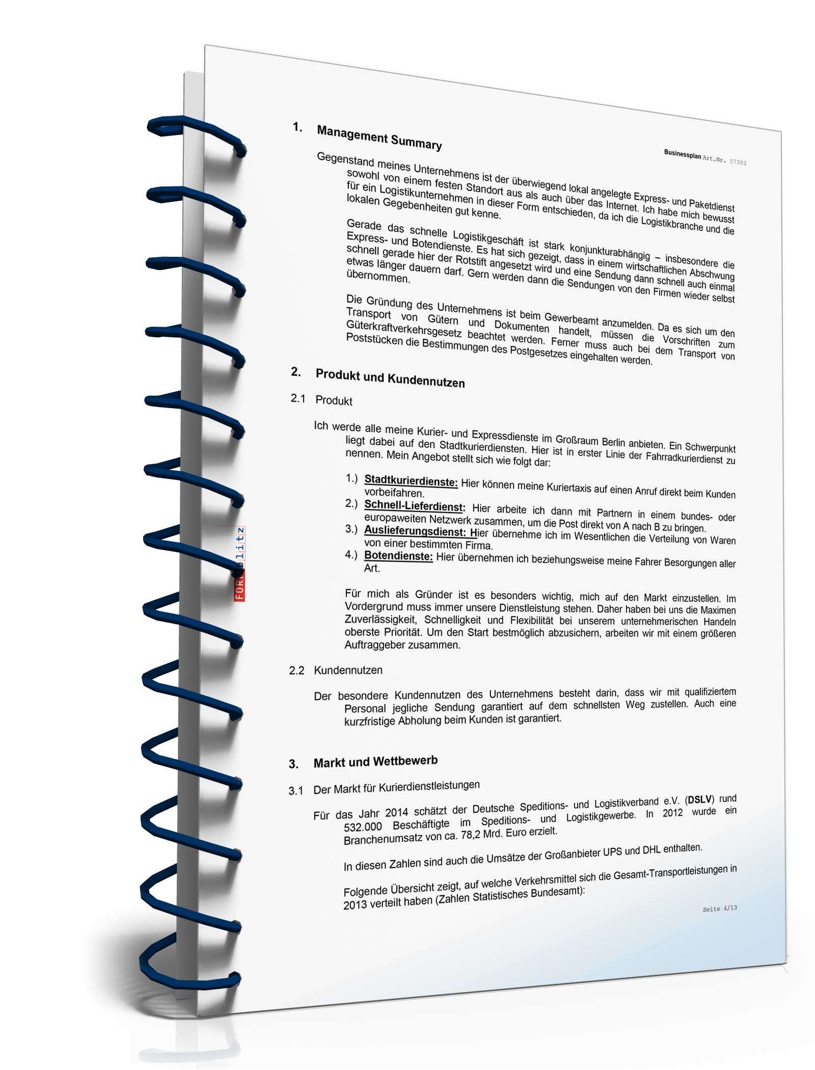 Businessplan Kurierdienst Excel. Seite: 12