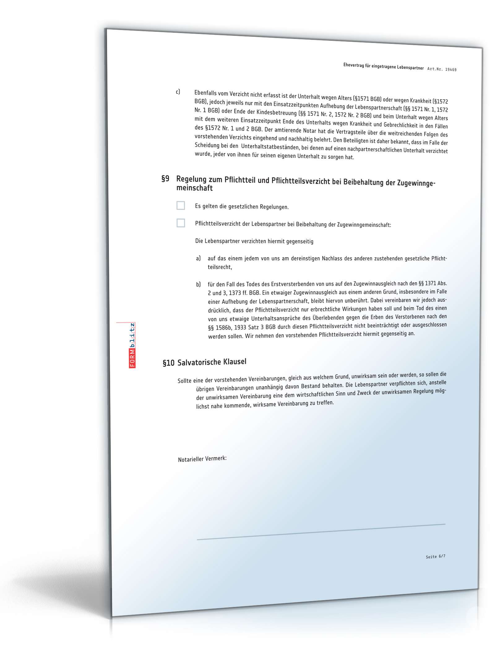 Ehevertrag eingetragene Lebenspartnerschaft PDF. Seite: 6