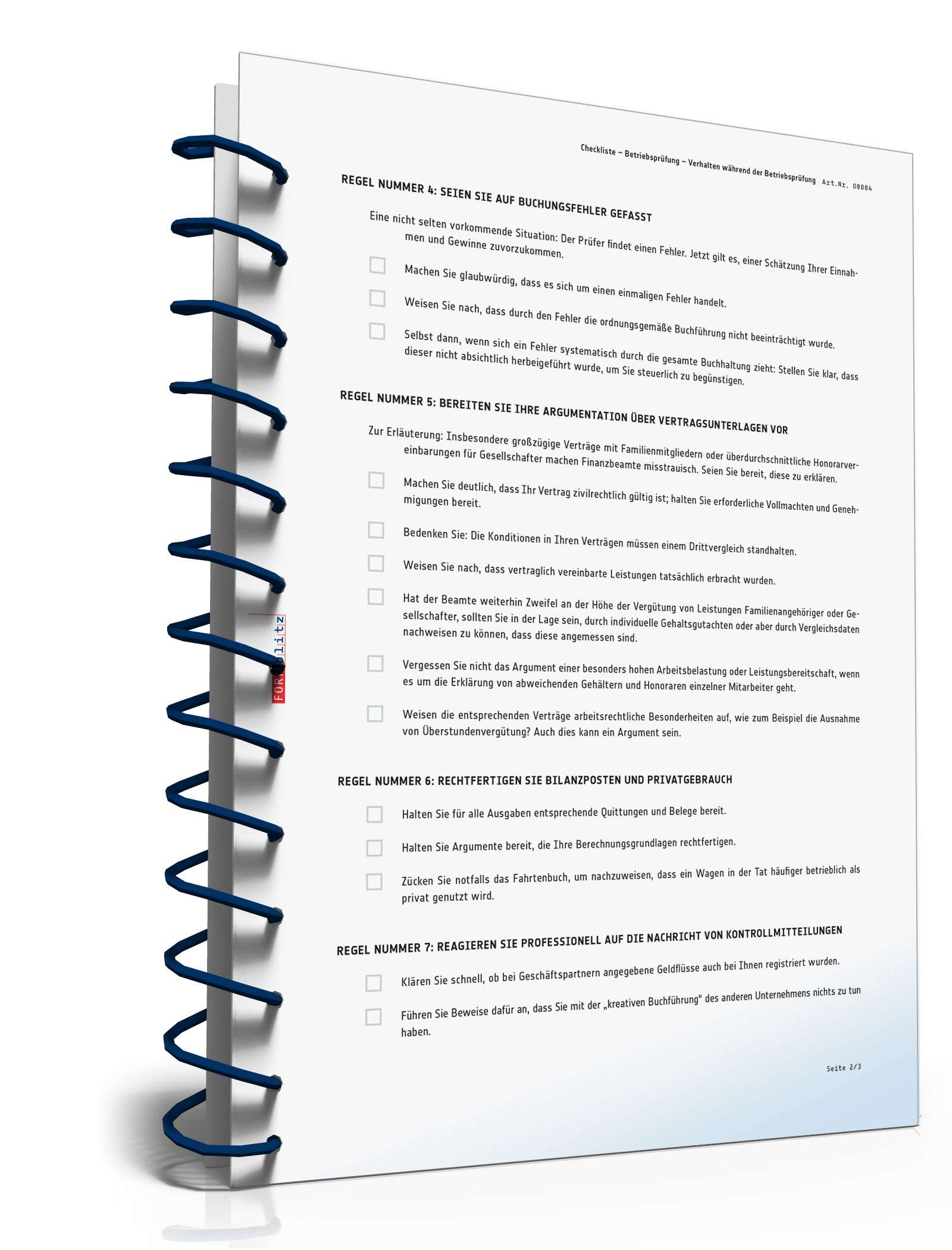 Checkliste Verhalten während Betriebsprüfung PDF. Seite: 2