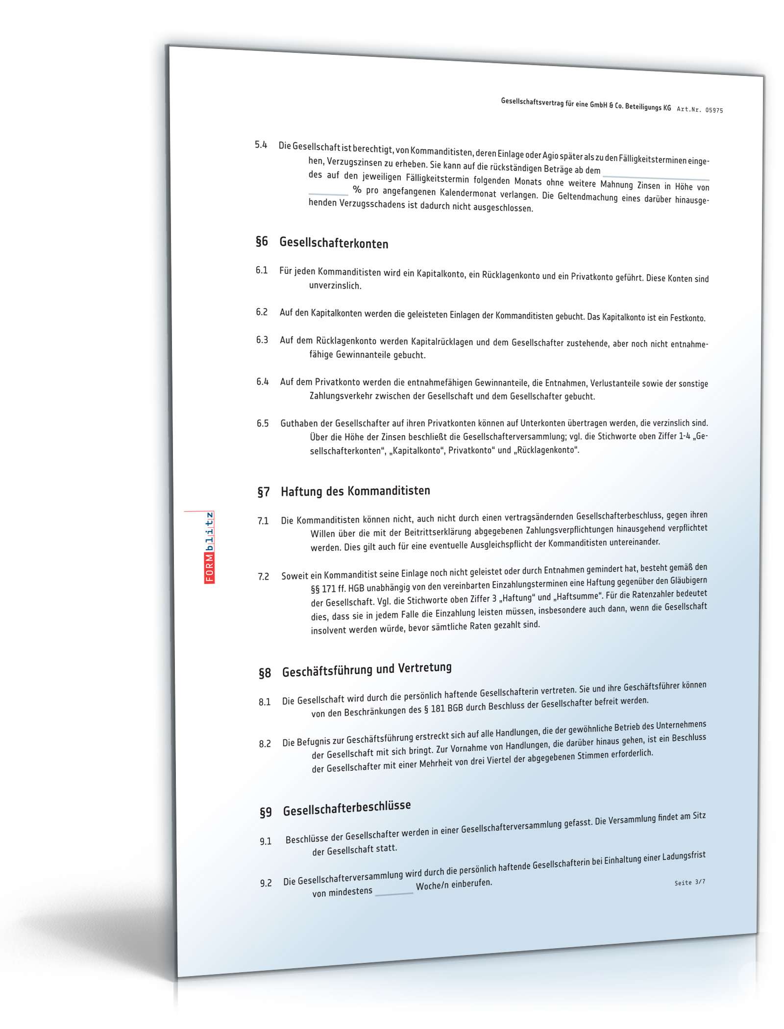 Gesellschaftsvertrag GmbH & Co. KG PDF. Seite: 3