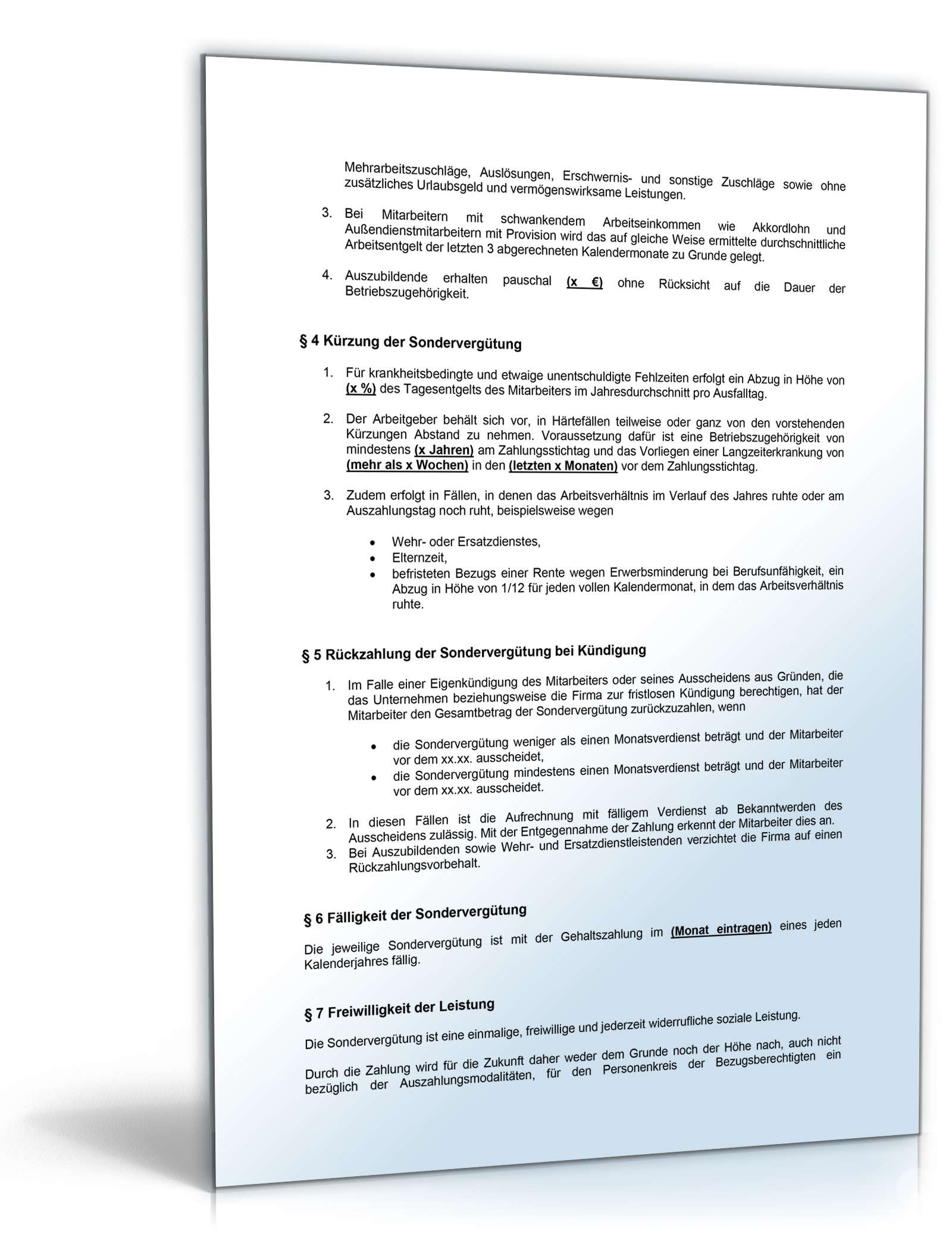 Betriebsvereinbarung Zahlung einer Sondervergütung PDF. Seite: 2