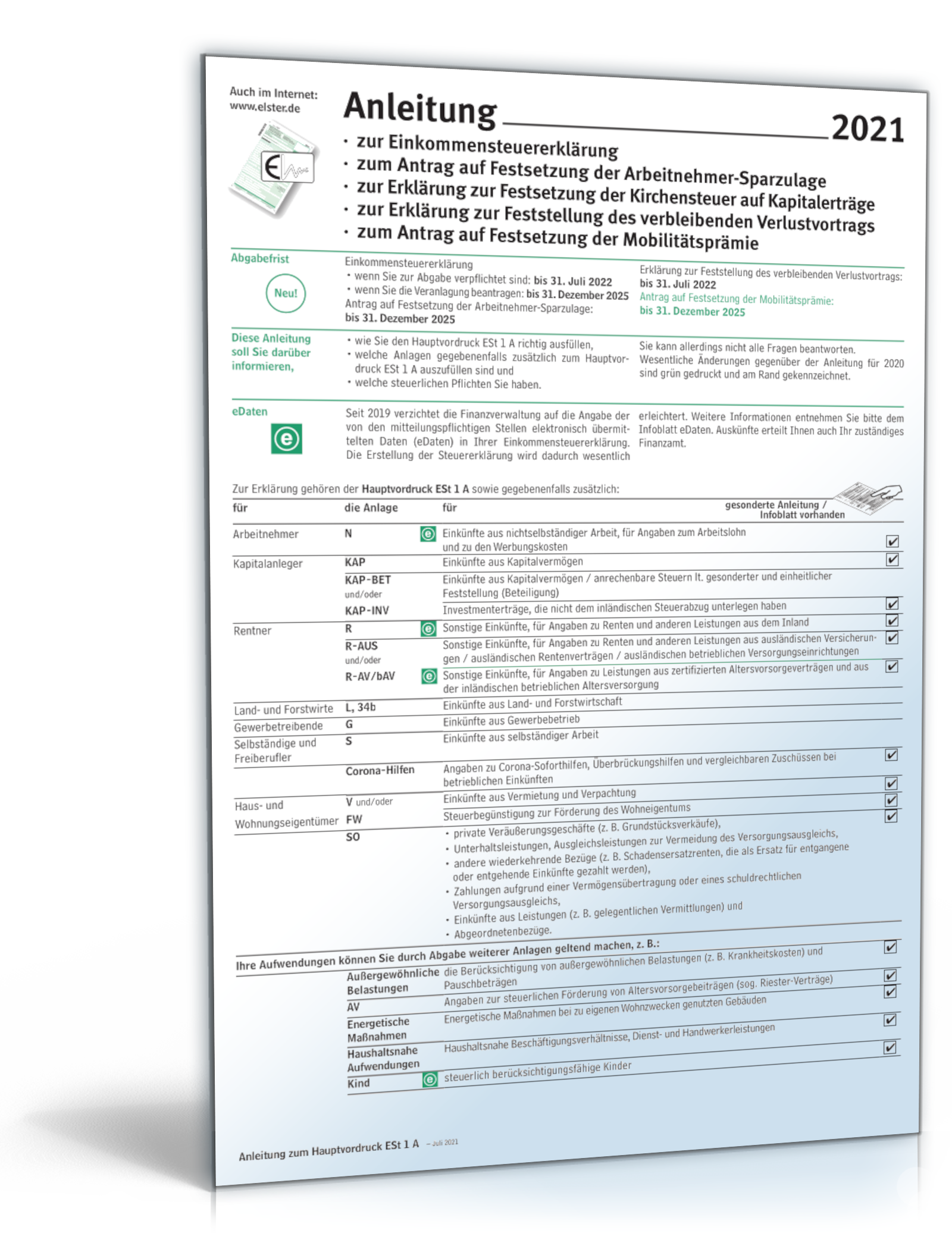 Anleitung Einkommensteuererklärung 2021 PDF