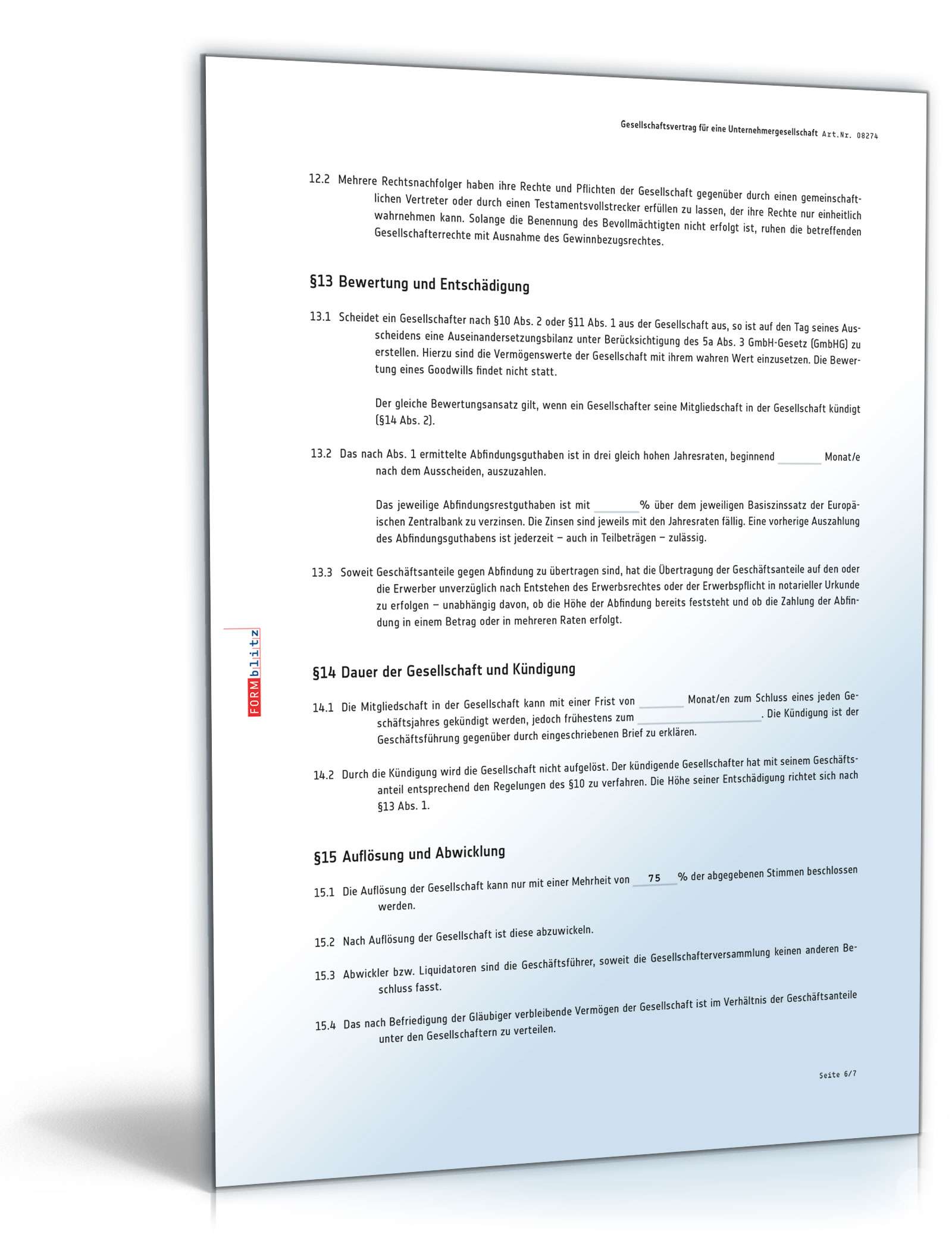 Gesellschaftsvertrag UG PDF. Seite: 6