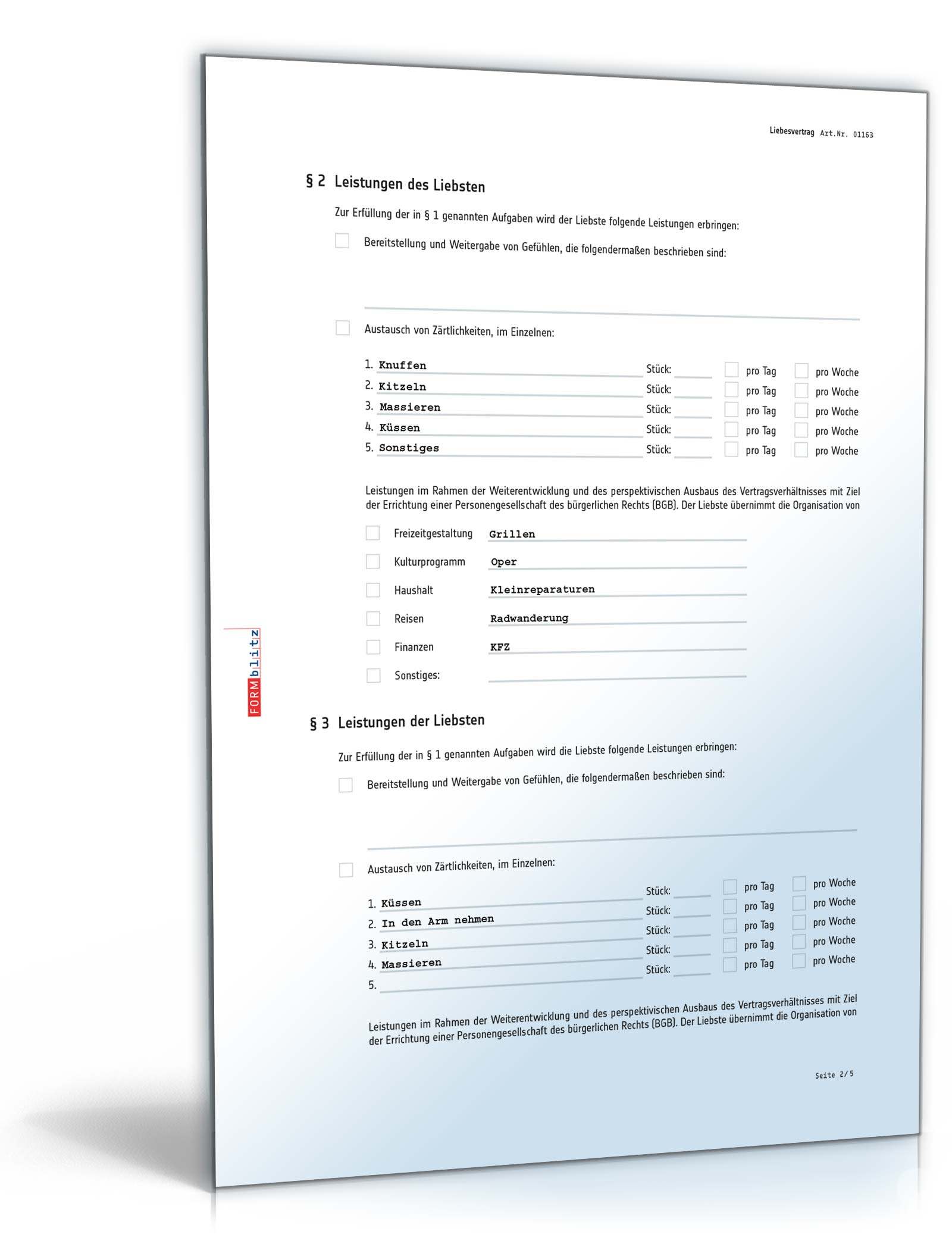 Liebesvertrag PDF. Seite: 2