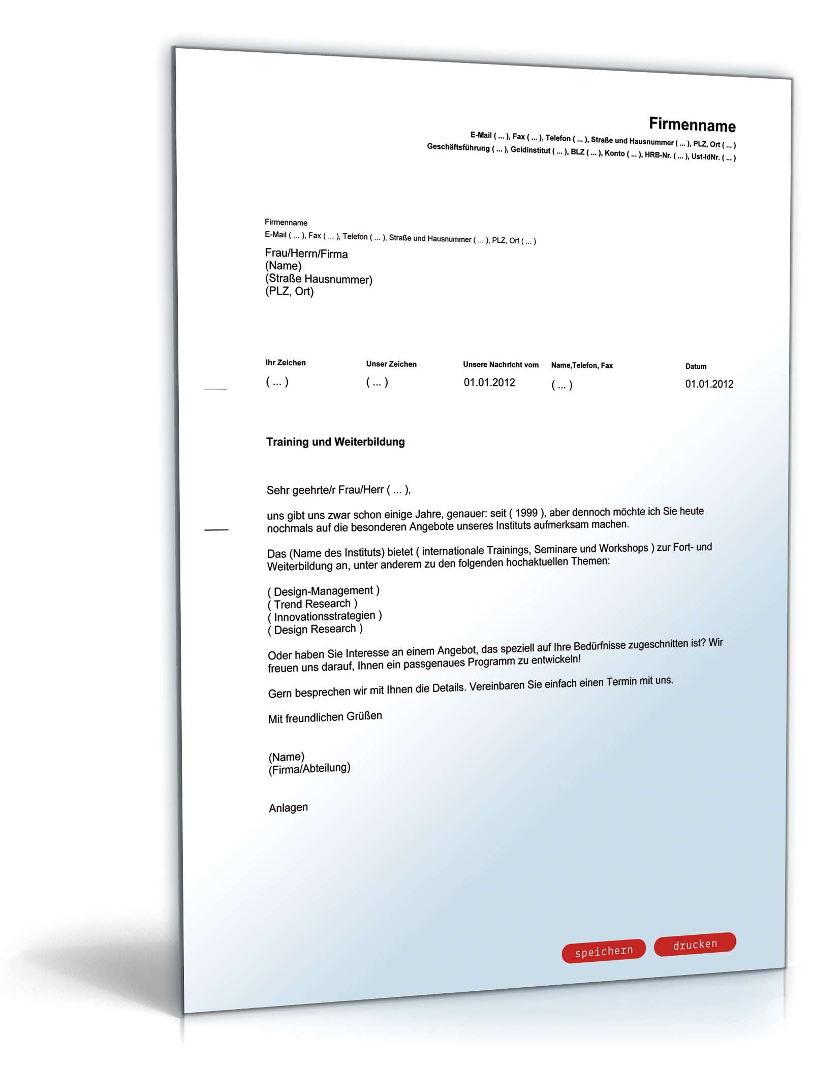 Werbebrief für ein Weiterbildungsinstitut PDF