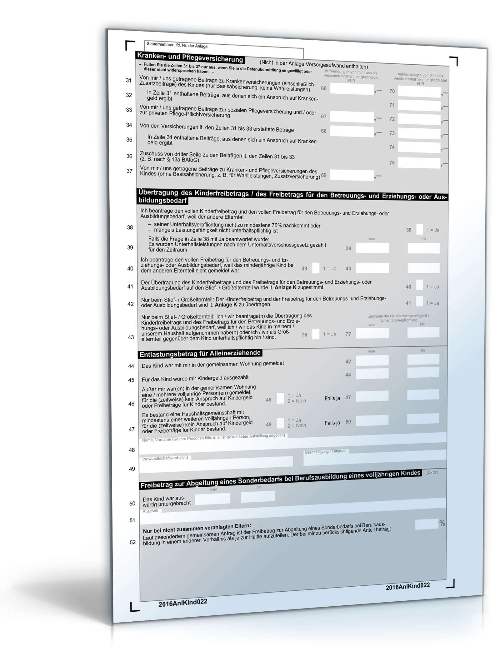 Anlage Kind 2016 PDF. Seite: 2