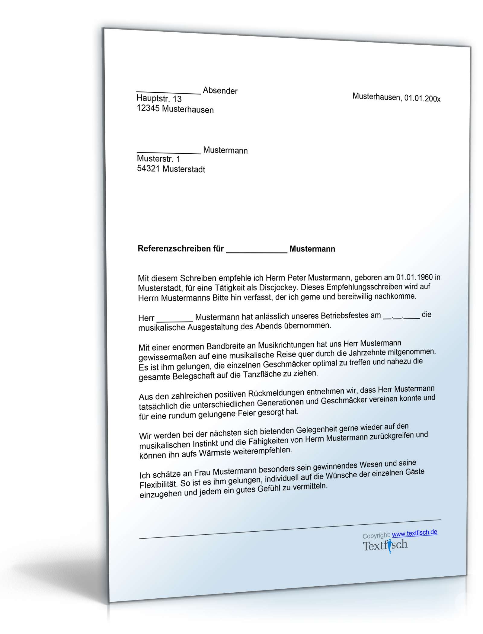 Referenzschreiben für einen DJ Word