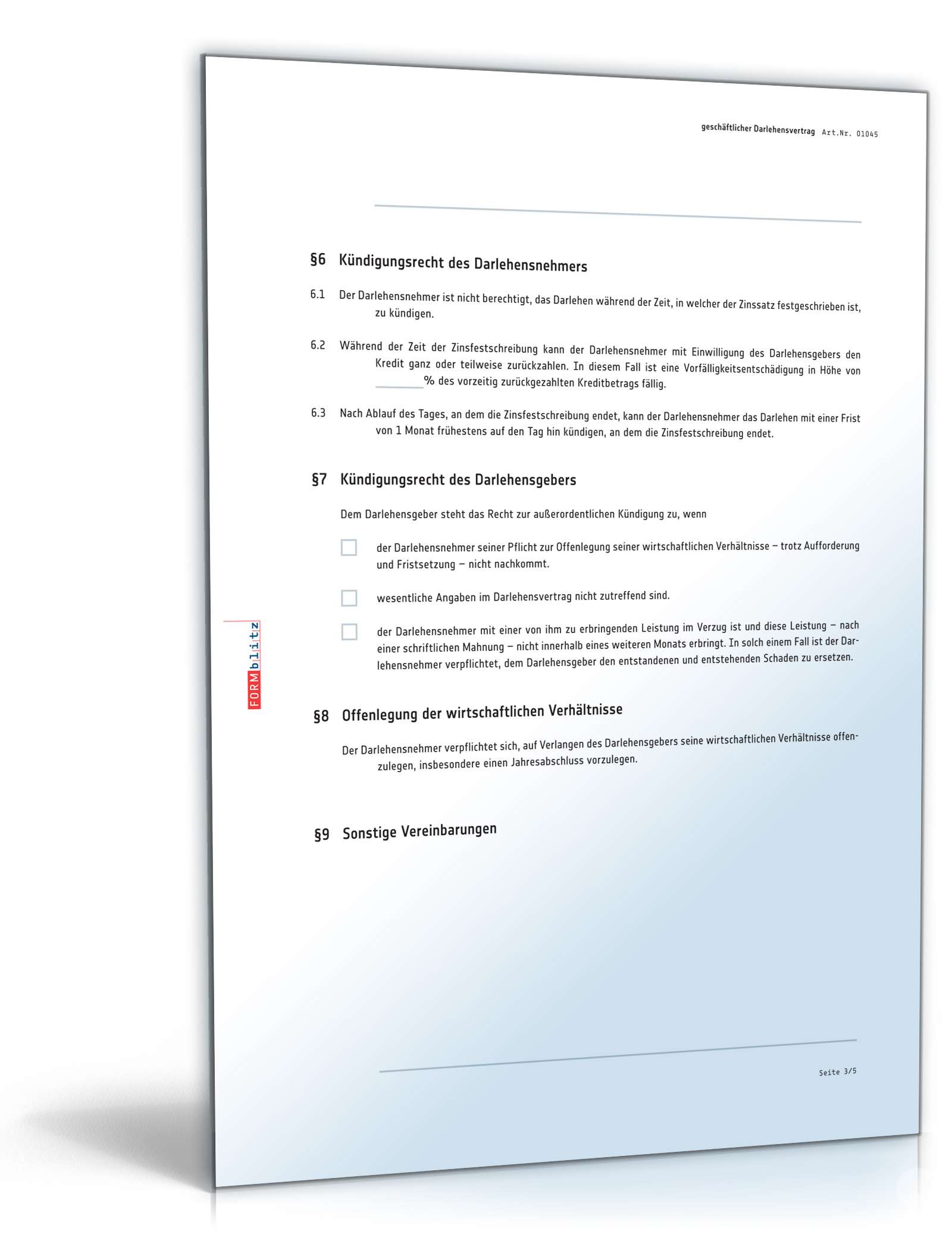 Darlehensvertrag geschäftlich PDF. Seite: 3