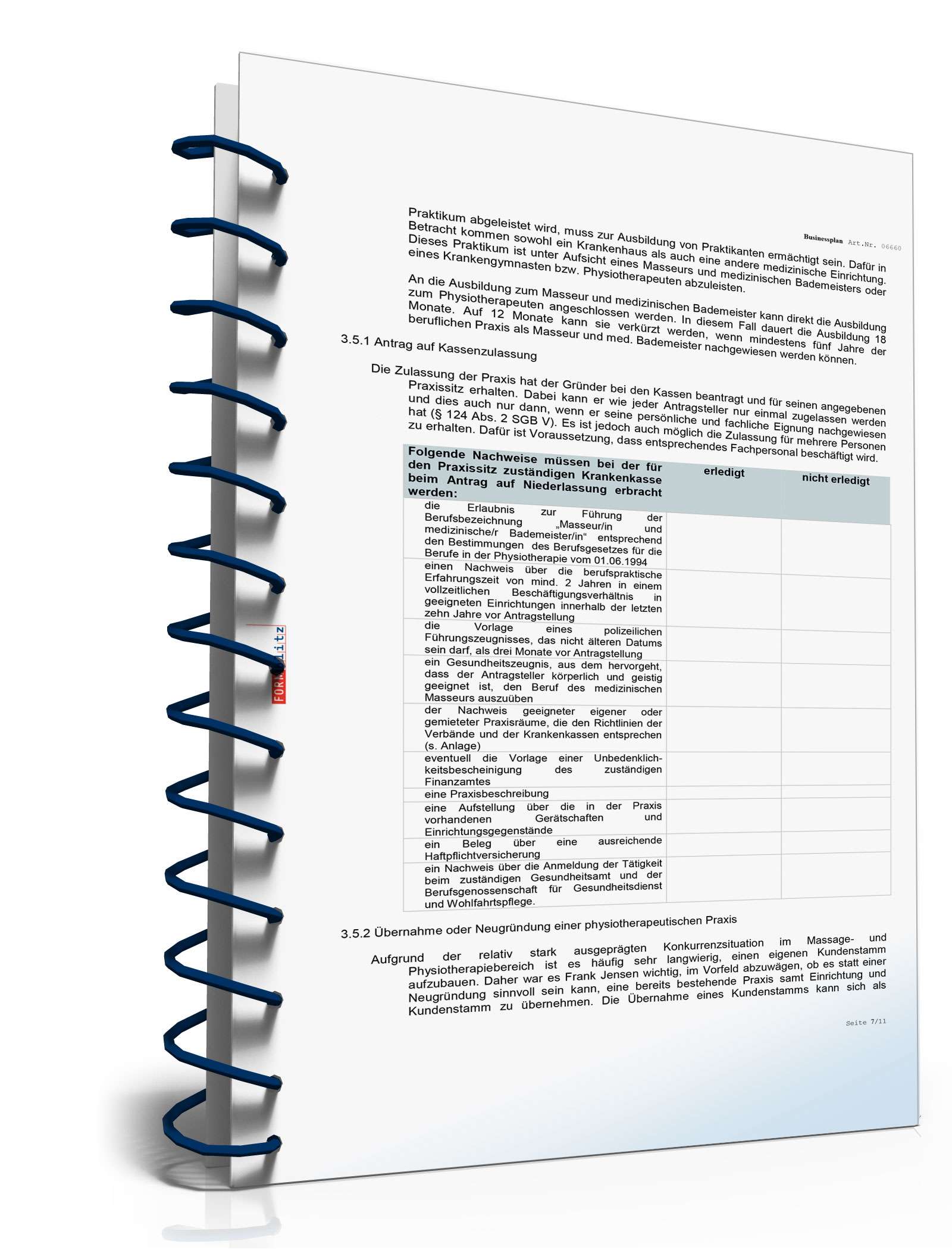 Businessplan Physiotherapie Excel. Seite: 6