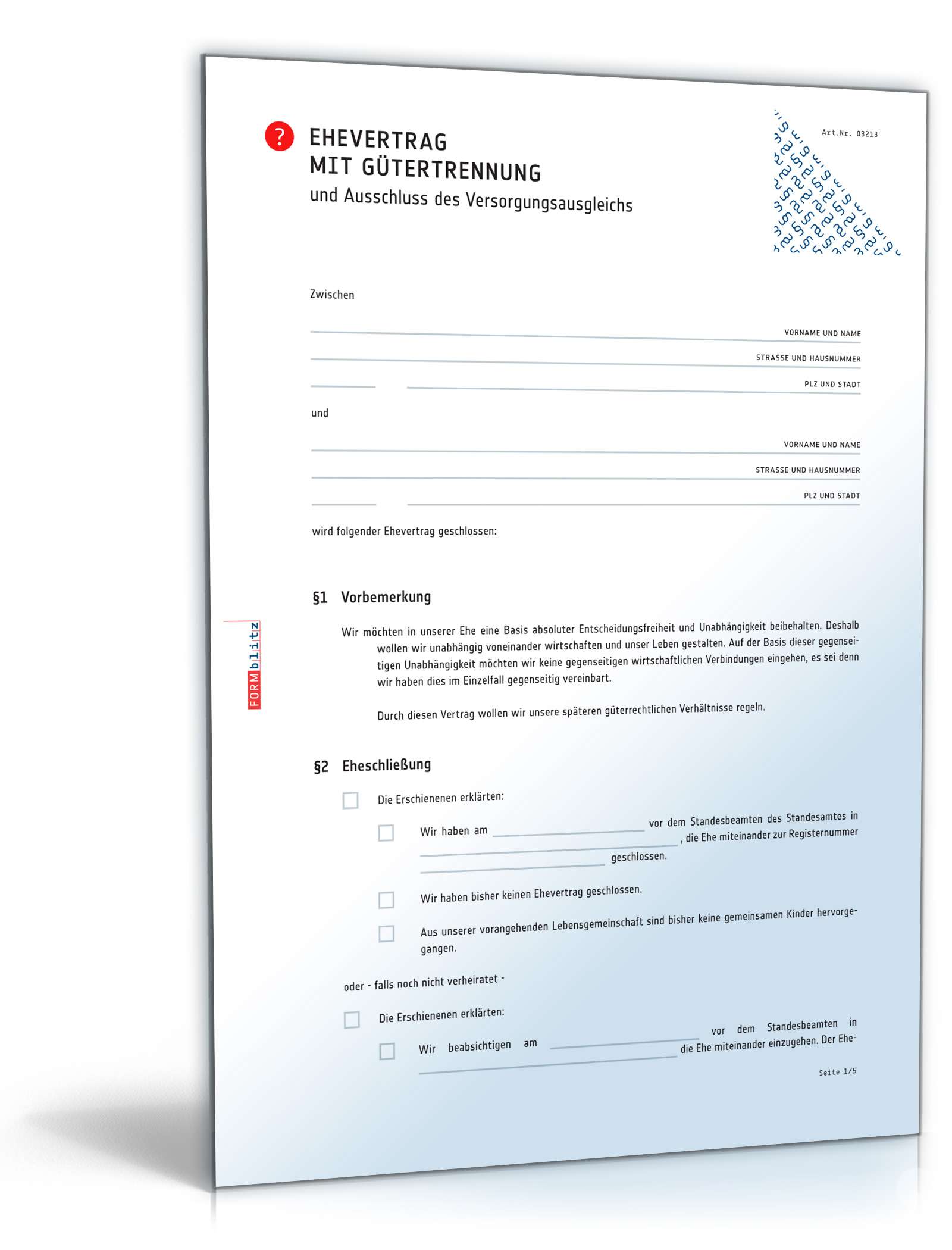 Ehevertrag Gütertrennung Ausschluss Versorgungsausgleich PDF