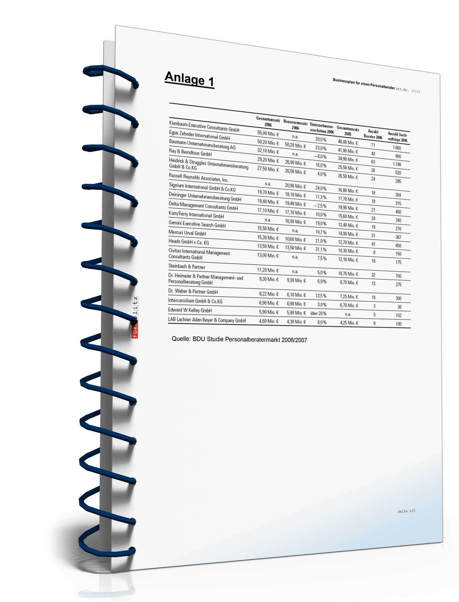 Businessplan Personalberatung Excel. Seite: 7