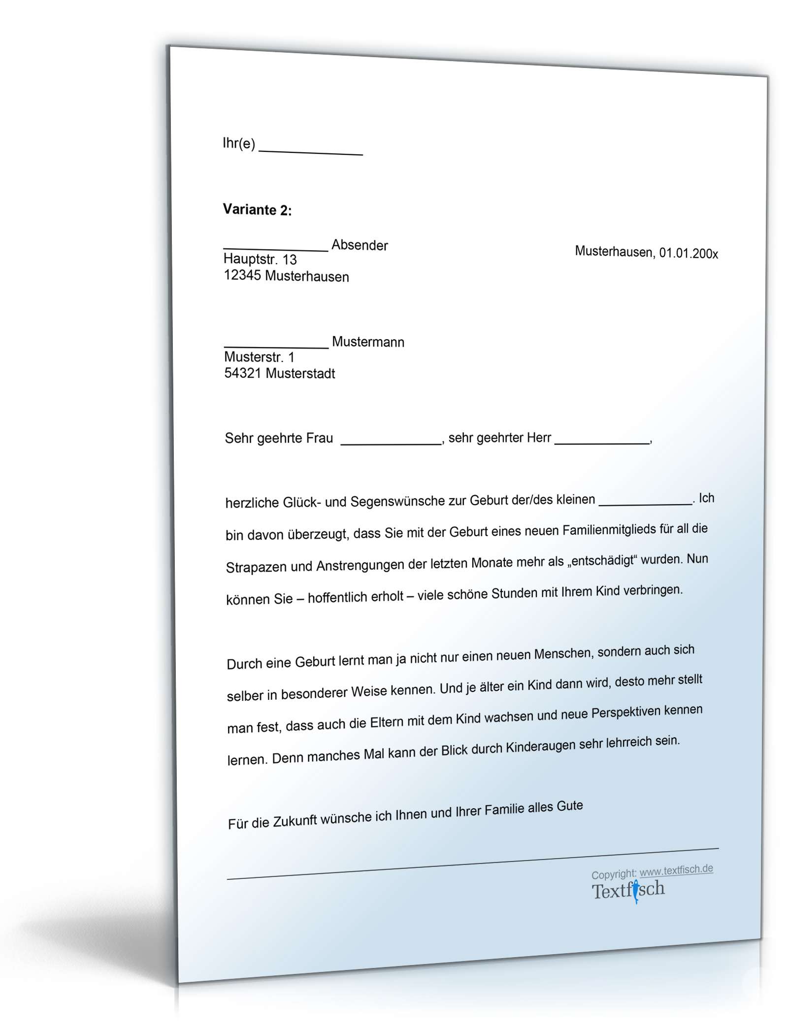 Gratulation Geburt Kind Word. Seite: 2