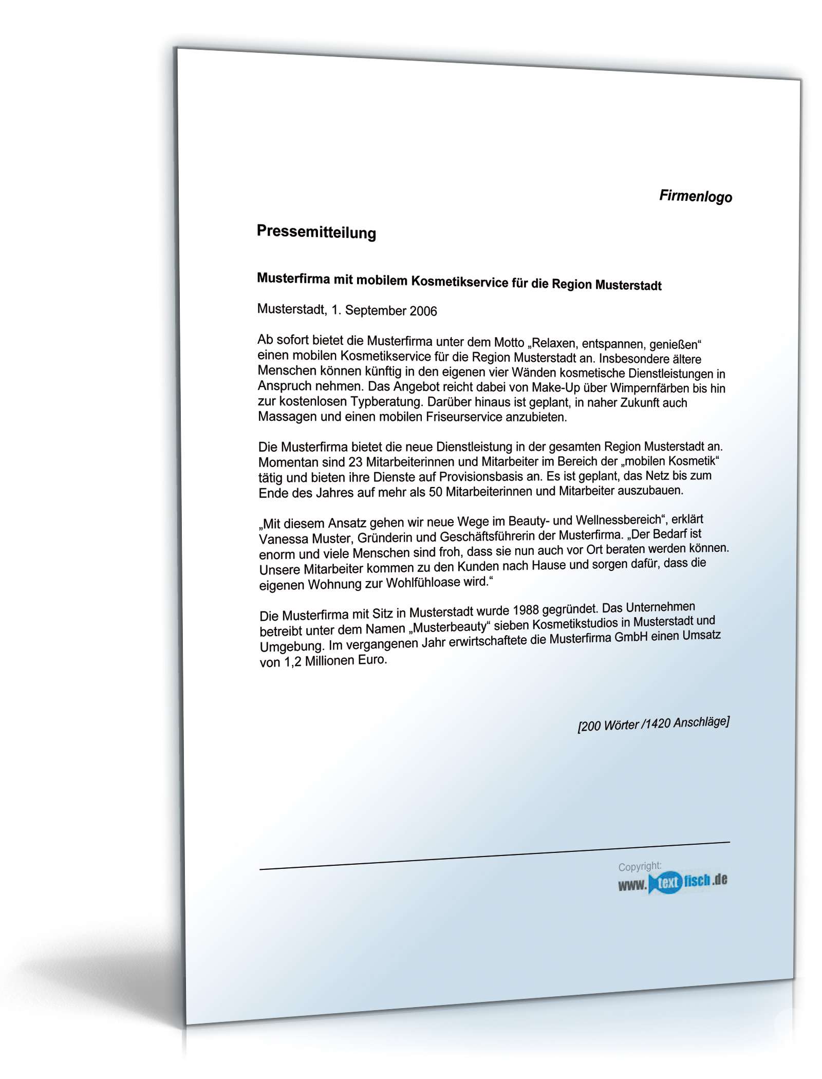 Pressemitteilung Vorstellung einer neuen Dienstleistung