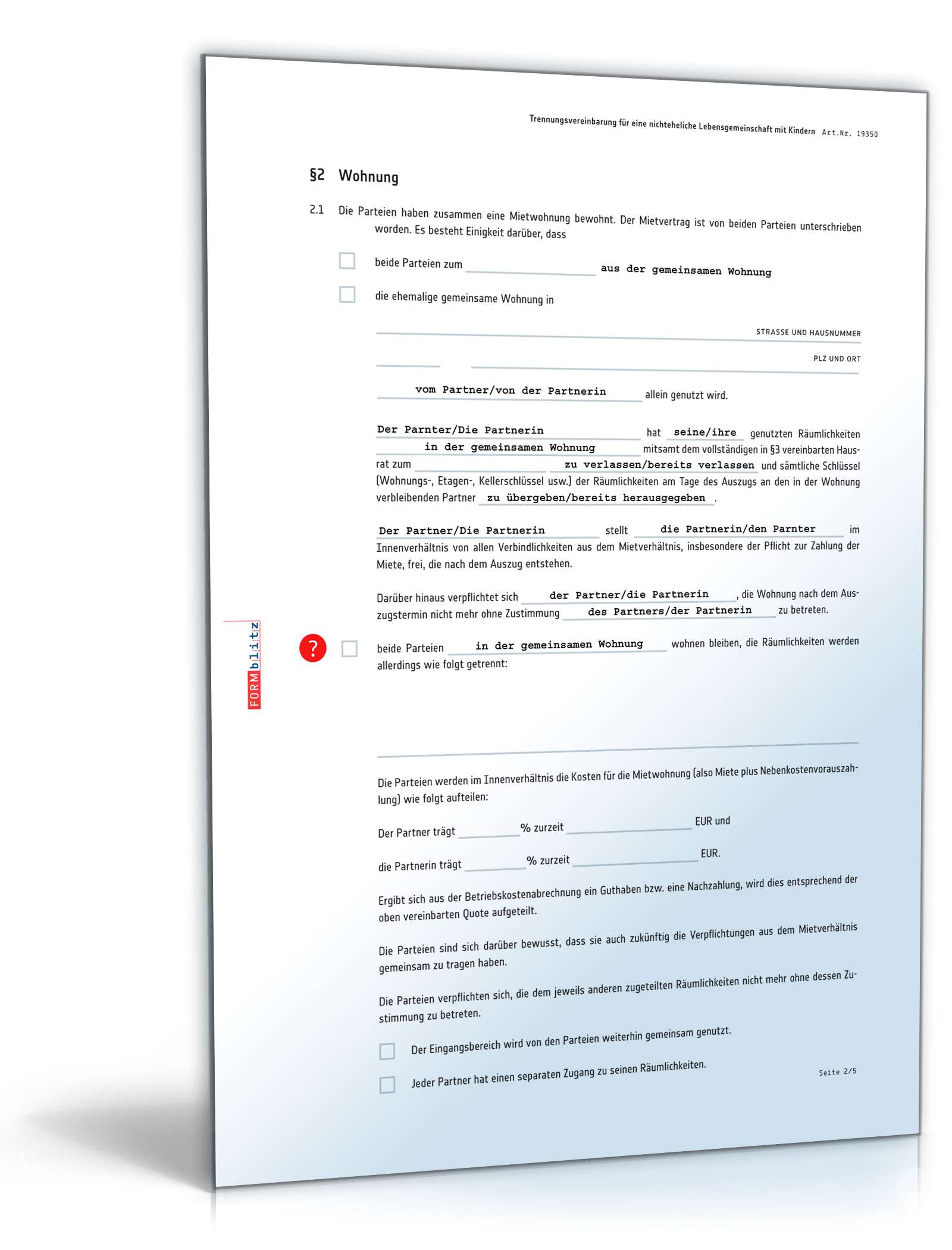 Trennungsvereinbarung mit Kindern PDF. Seite: 2