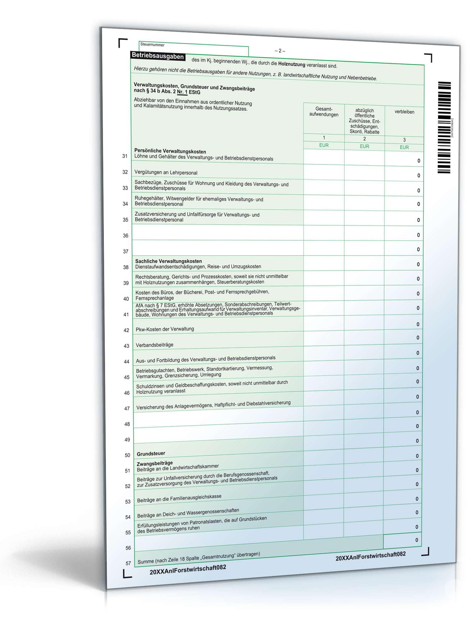Anlage Forstwirtschaft 2012 PDF. Seite: 2