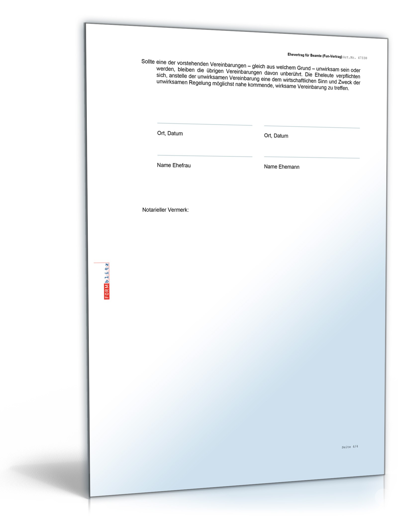 Ehevertrag Beamte Fun-Vertrag Word. Seite: 4