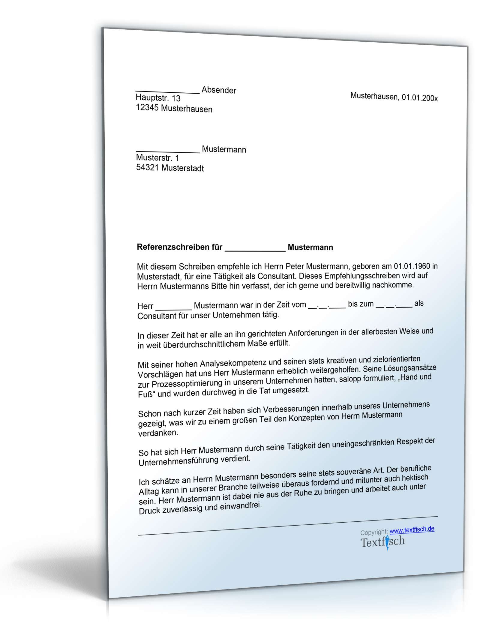 Referenzschreiben für einen Consultant Word