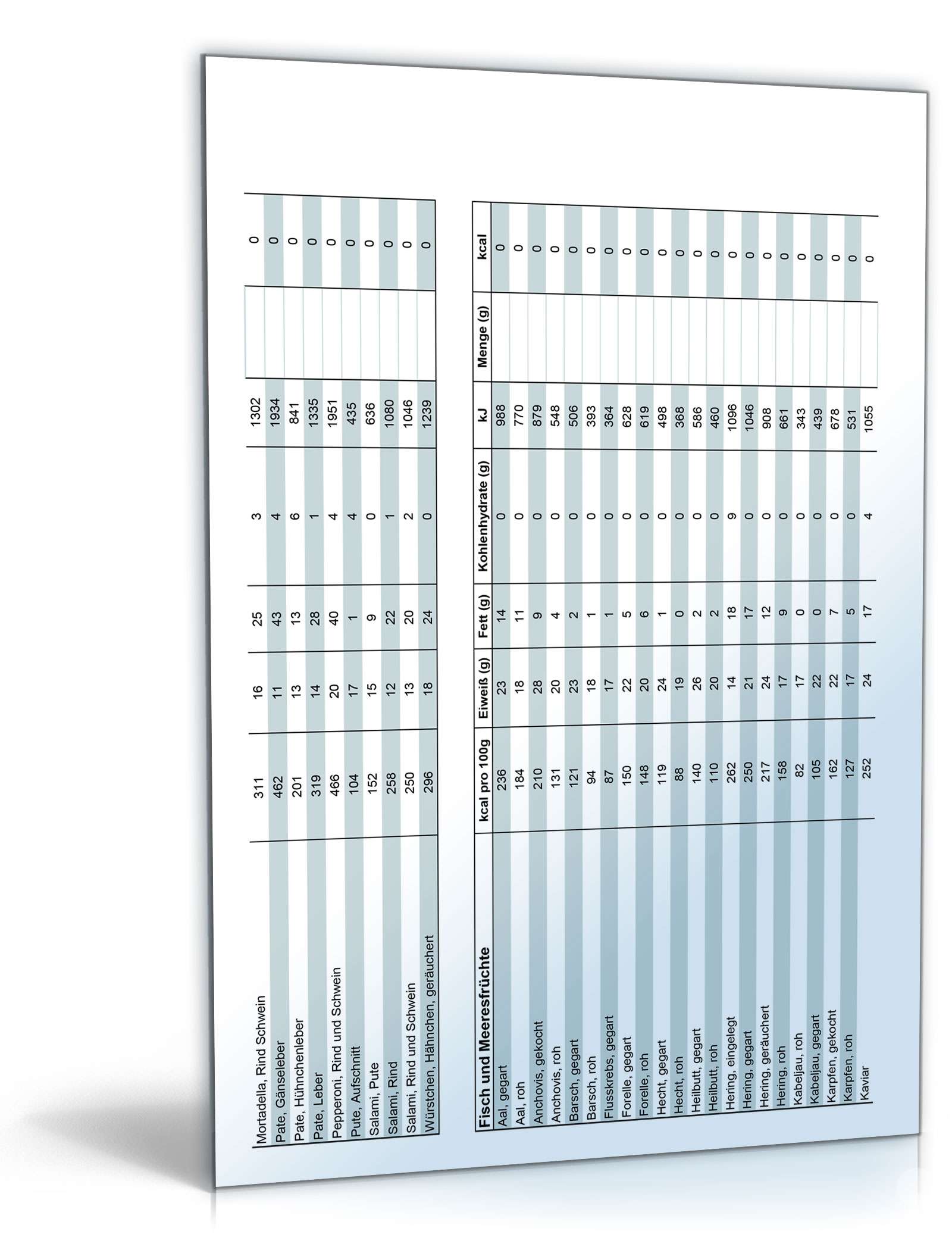 Diät-Rechner Excel. Seite: 8