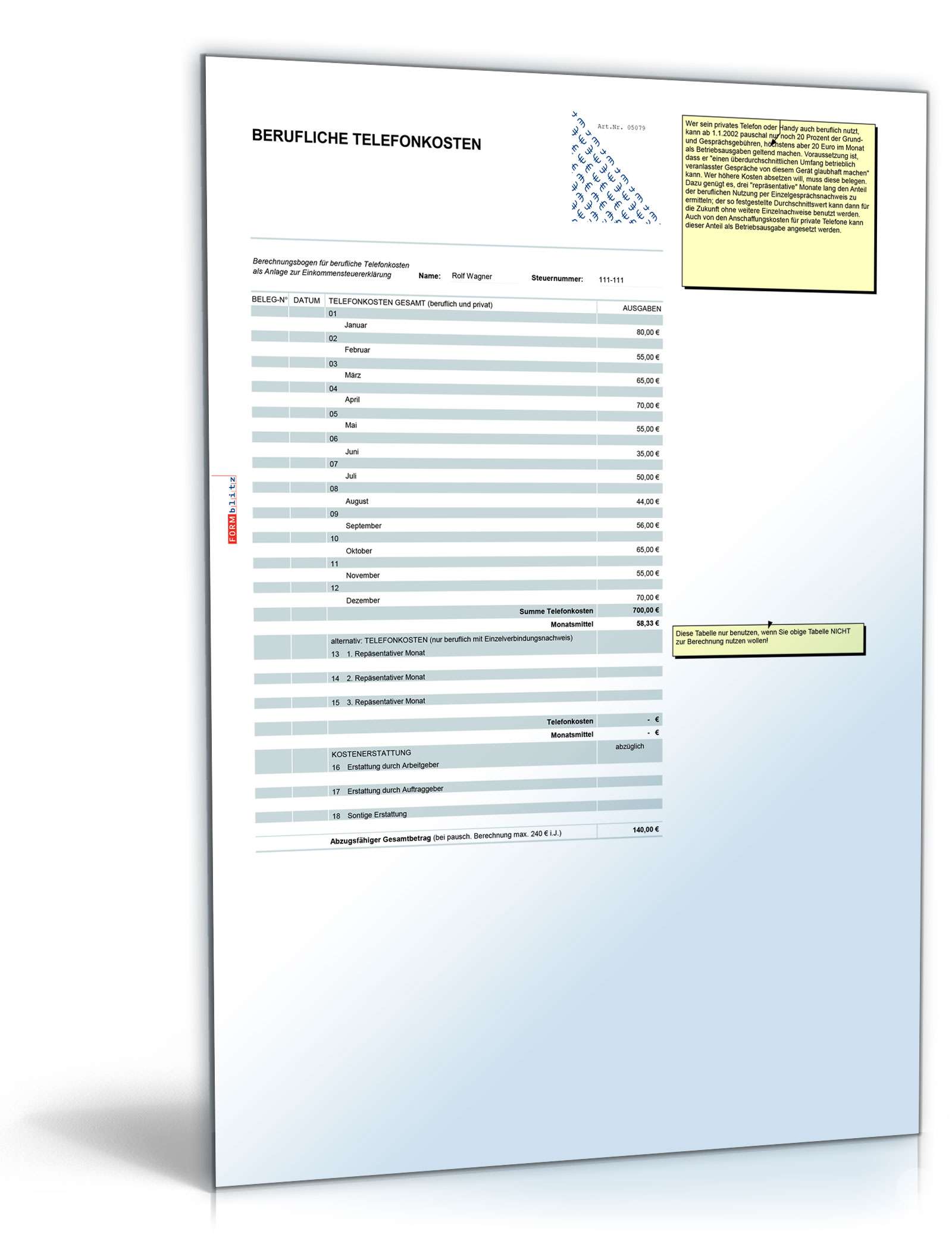 Toolbox Steuer Excel. Seite: 11