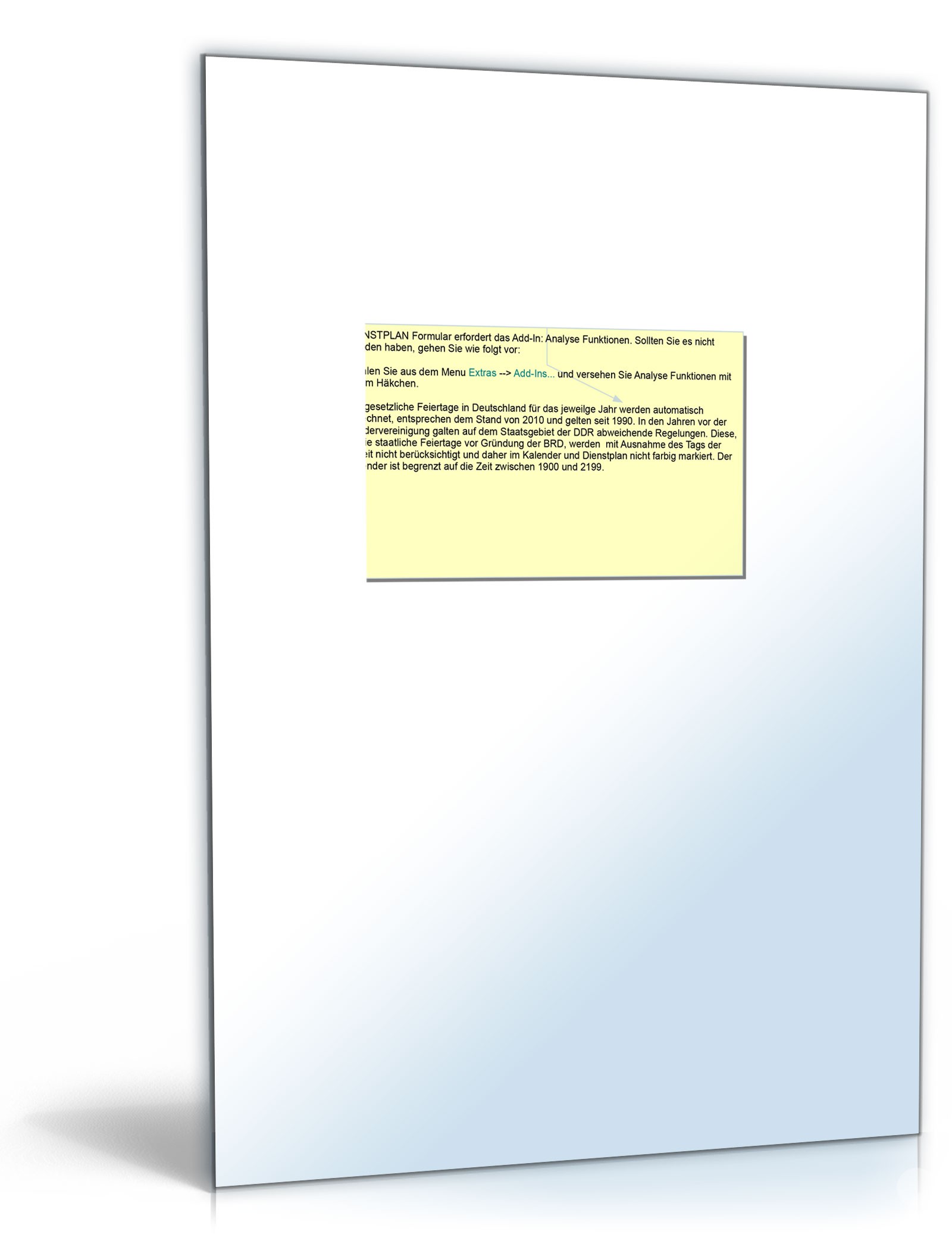 Dienstplan mit ewigem Kalender Excel