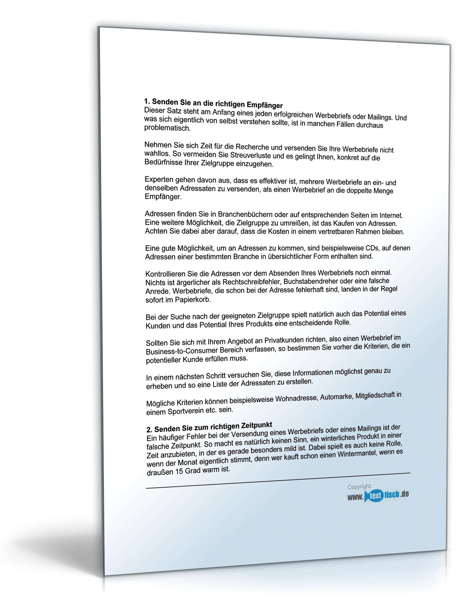 Begleitbrief zum Werbebrief Hotel PDF. Seite: 2