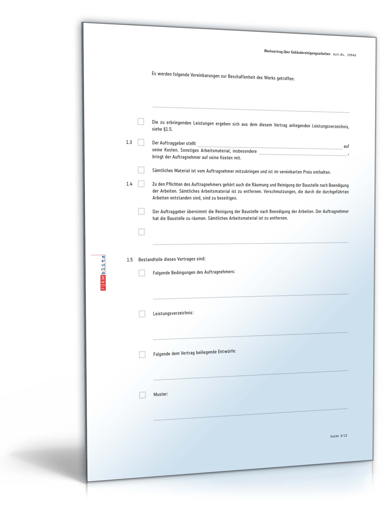 Werkvertrag Gebäudereinigungsarbeiten PDF. Seite: 2