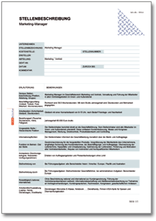 Stellenbeschreibung Marketing Manager Excel