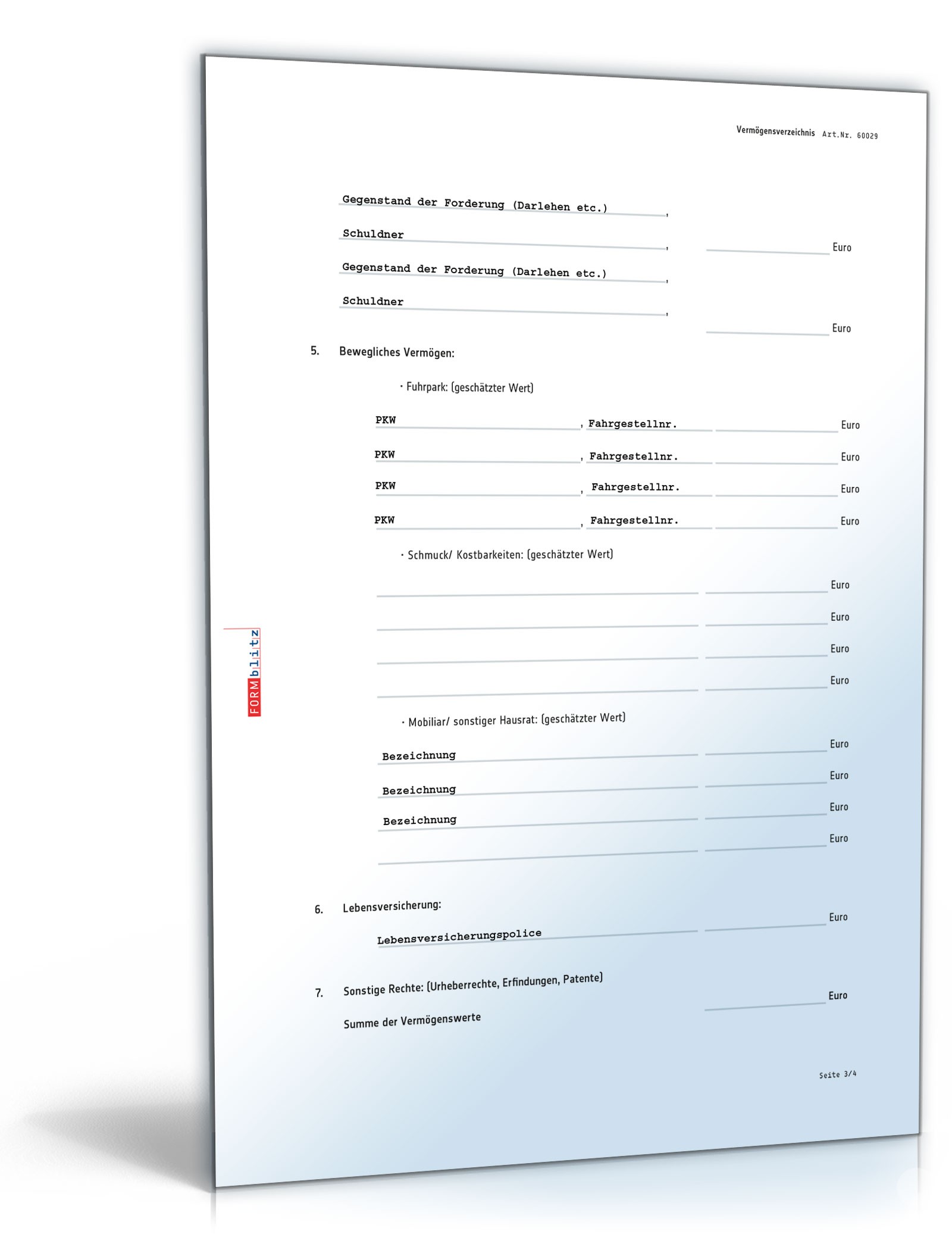 Vermögensverzeichnis Testament PDF. Seite: 3
