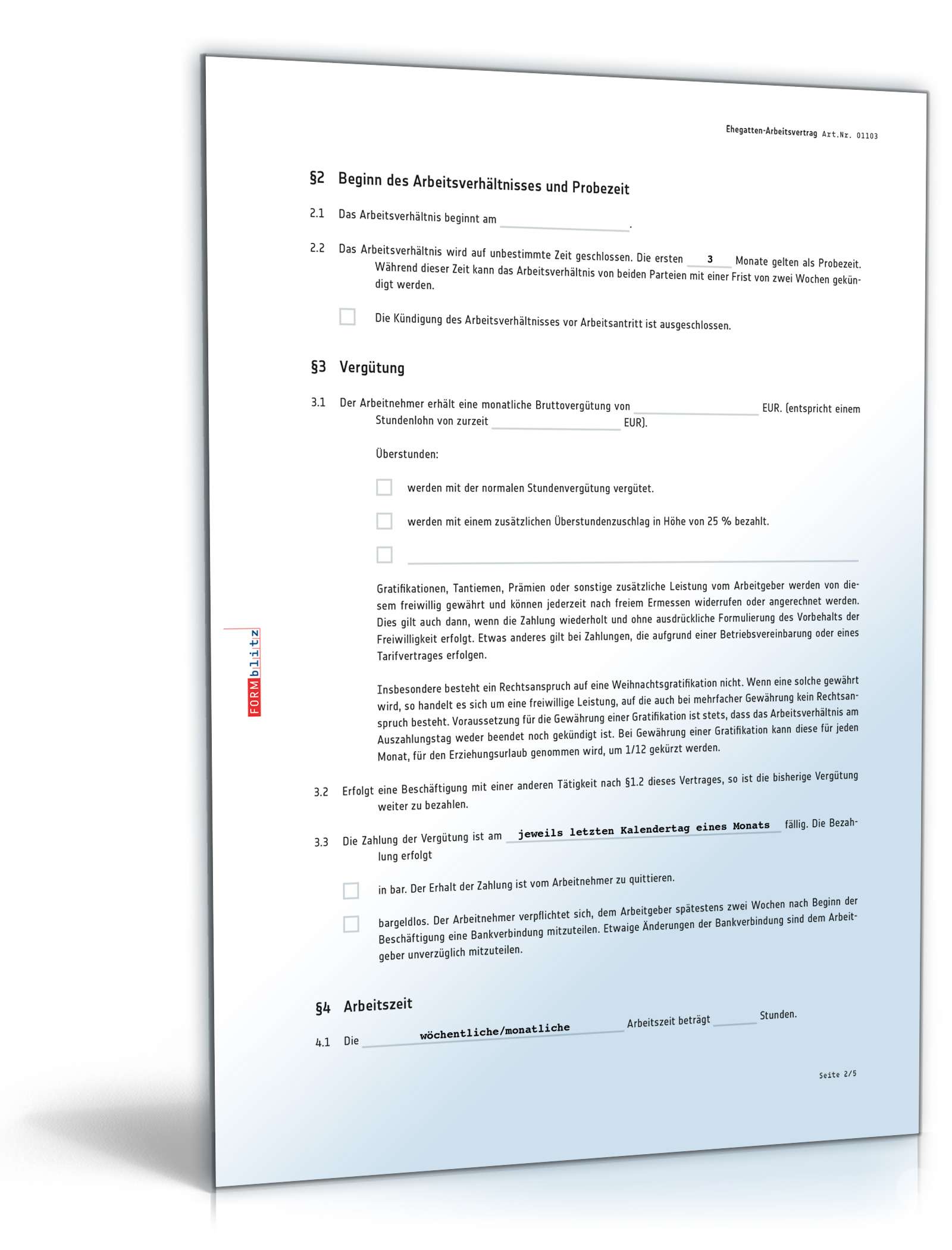 Ehegatten-Arbeitsvertrag PDF. Seite: 2
